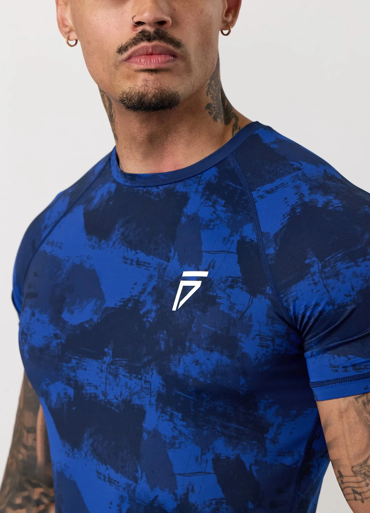 Gym King Fight Division Combat Short Sleeve Rash Guard - Blue Abstract Print sold by The Gym King product image thumbnail 4