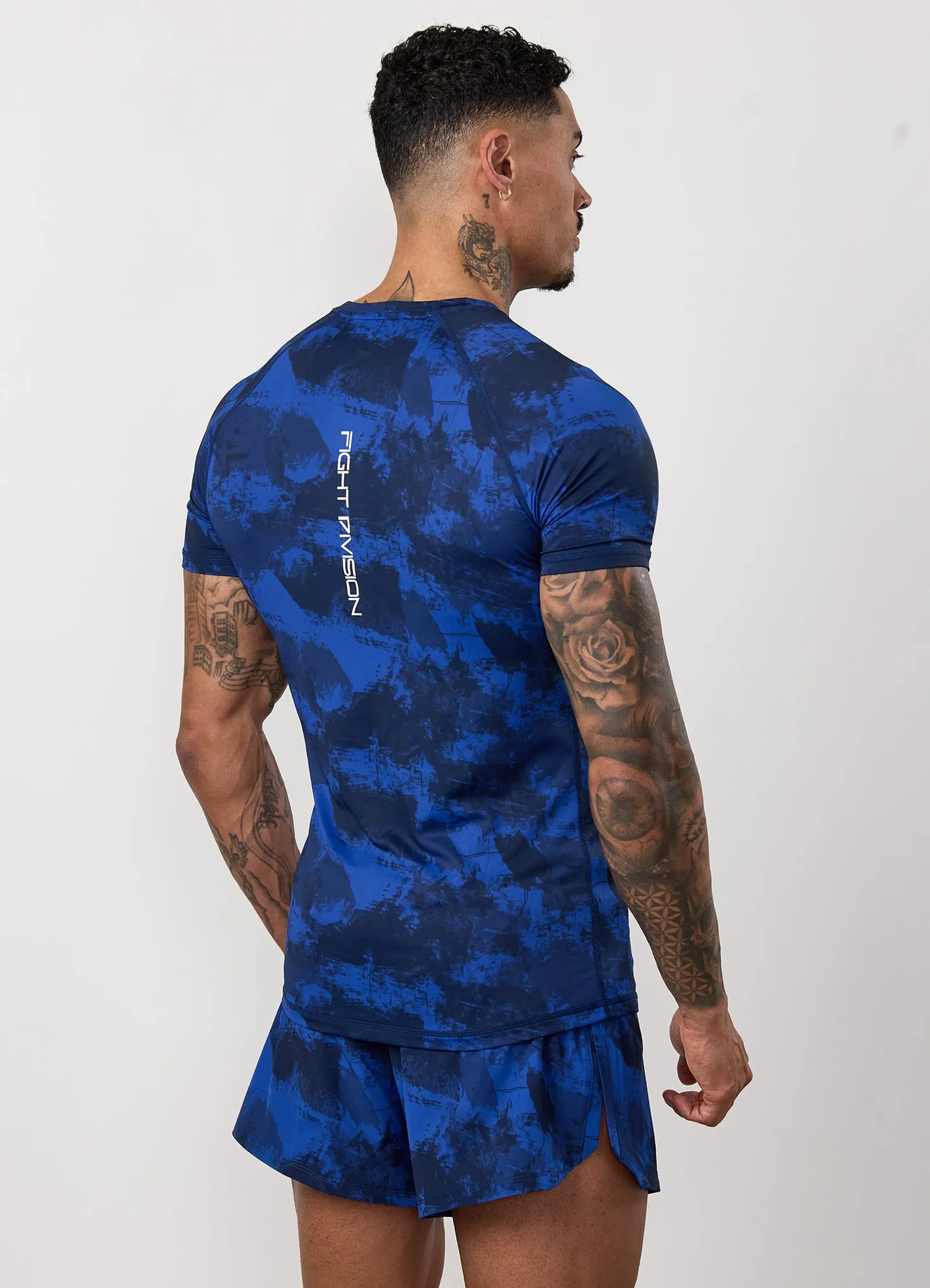 Gym King Fight Division Combat Short Sleeve Rash Guard - Blue Abstract Print sold by The Gym King product image thumbnail 3