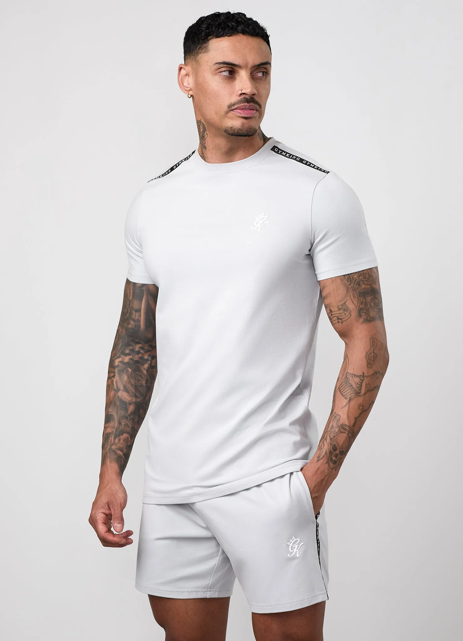 Gym King Taped Jersey Tee - Light Grey sold by The Gym King