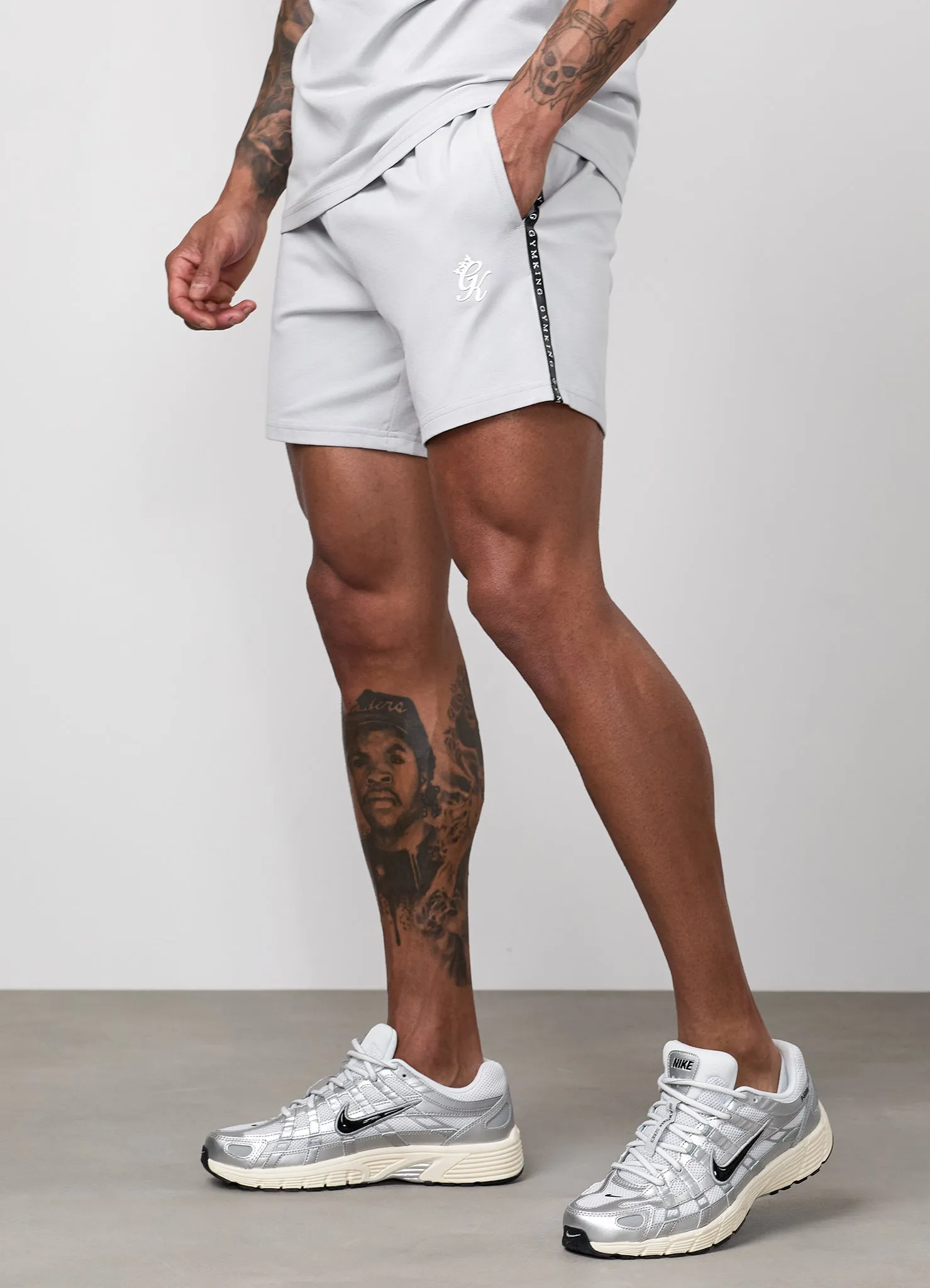 Gym King Taped Jersey Short - Light Grey sold by The Gym King product image thumbnail 5