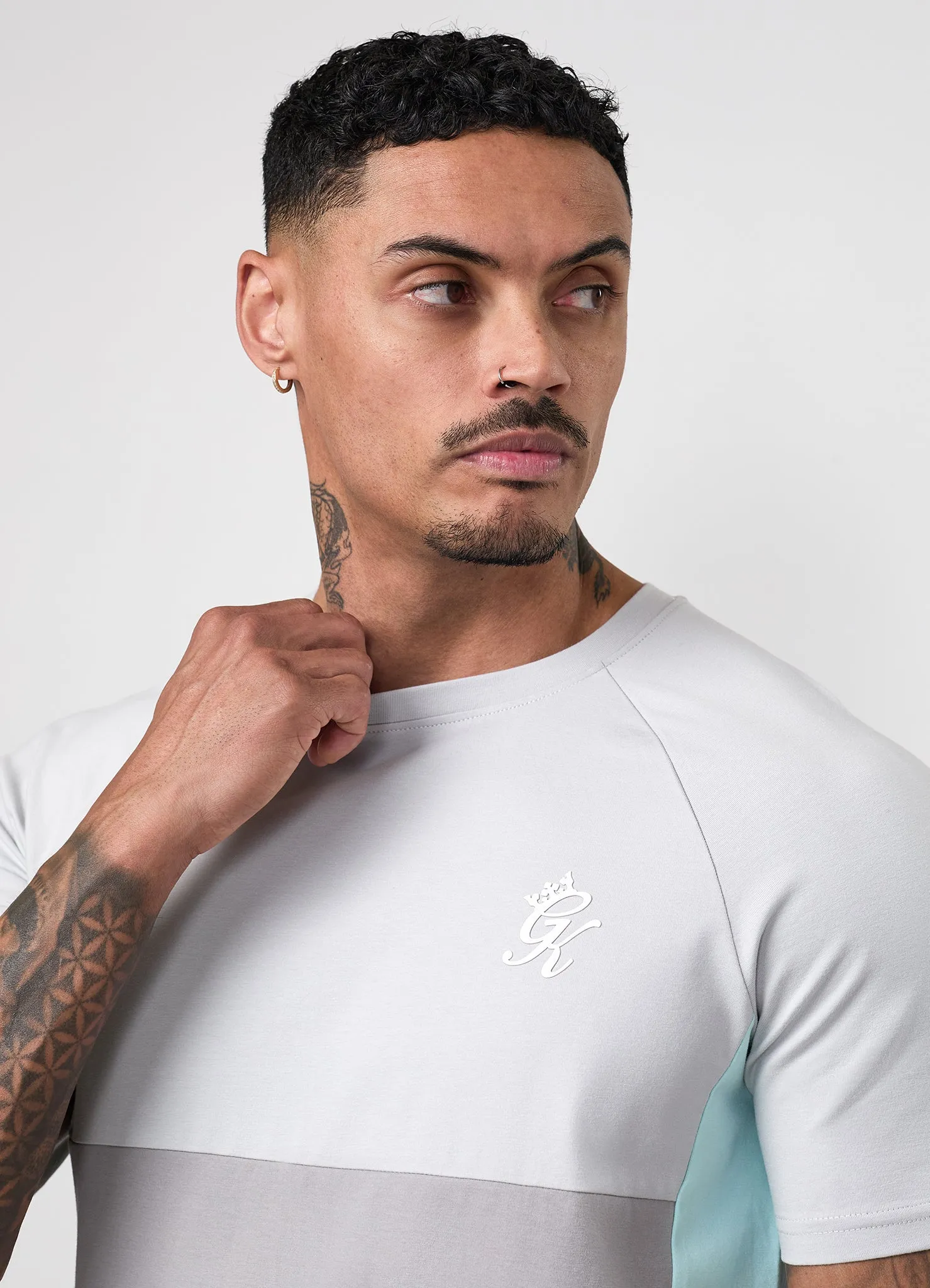 Gym King Contrast Panel Jersey Tee - Urban Grey/Light Grey/Mint sold by The Gym King product image thumbnail 5