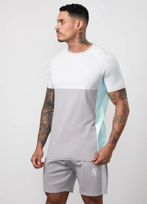 Gym King Contrast Panel Jersey Tee - Urban Grey/Light Grey/Mint made by The Gym King