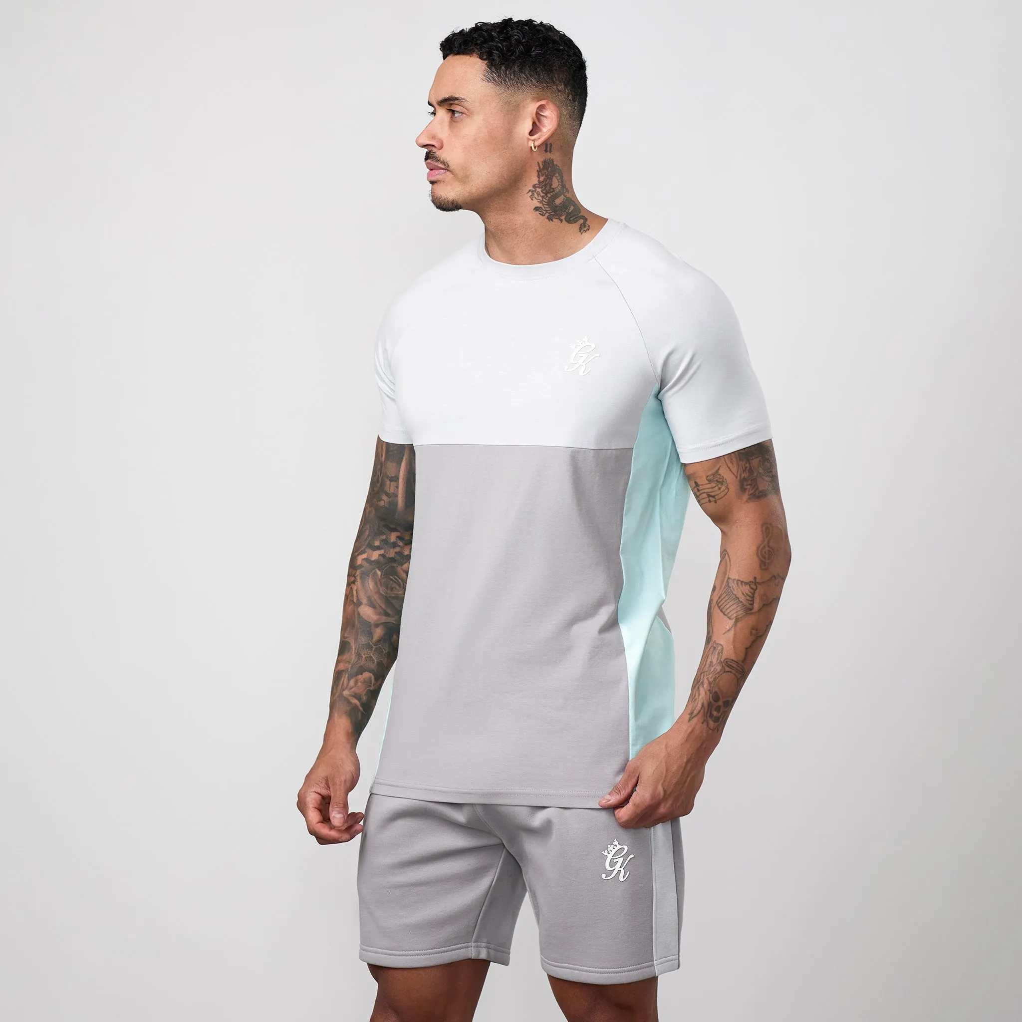 Gym King Contrast Panel Jersey Tee - Urban Grey/Light Grey/Mint sold by The Gym King product image thumbnail 2