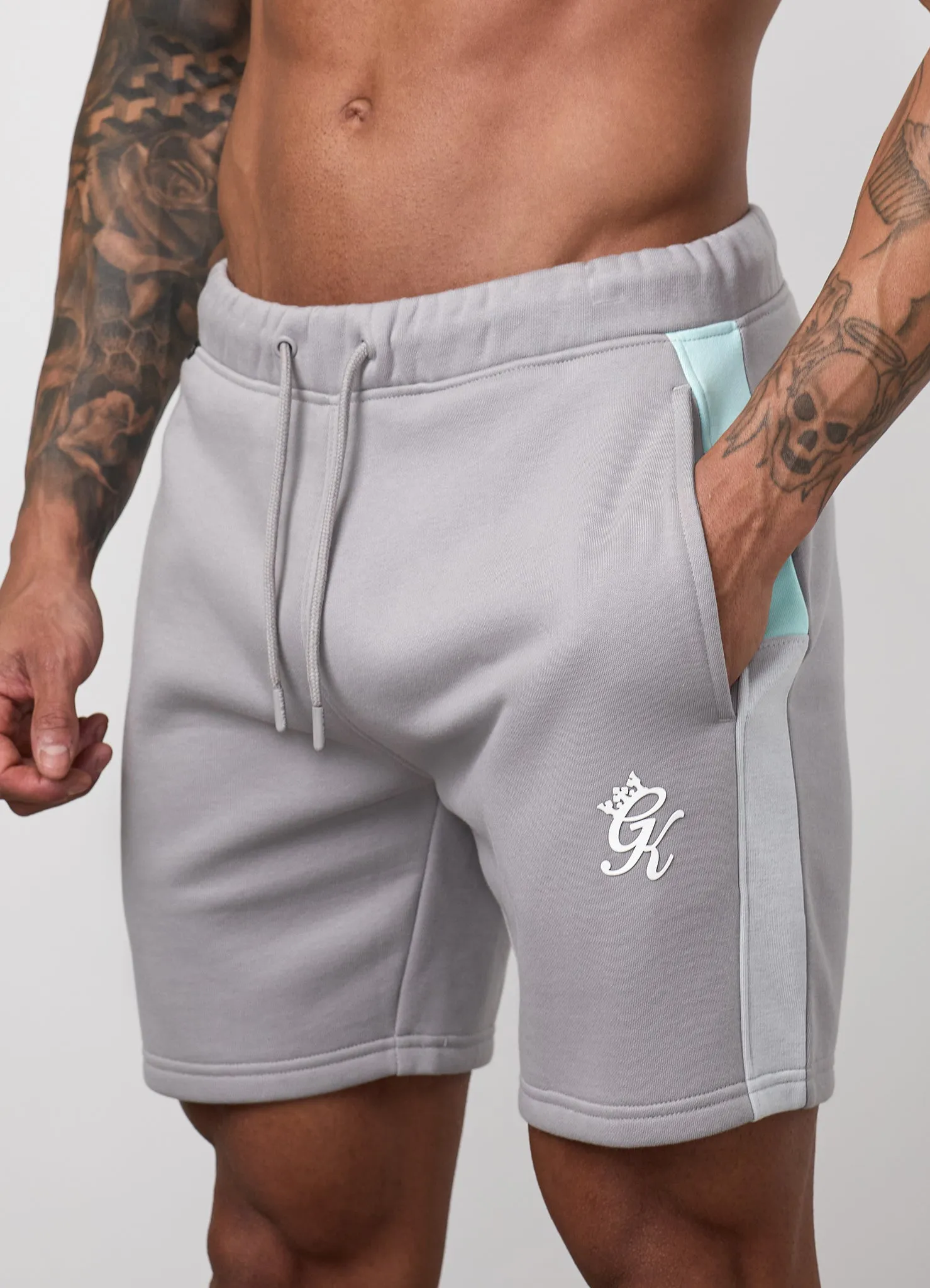 Gym King Contrast Panel Short - Urban Grey/Light Grey/Mint sold by The Gym King