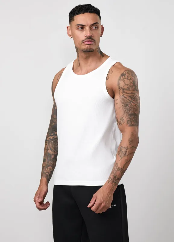 Gym King Signature Rib Vest - White sold by The Gym King