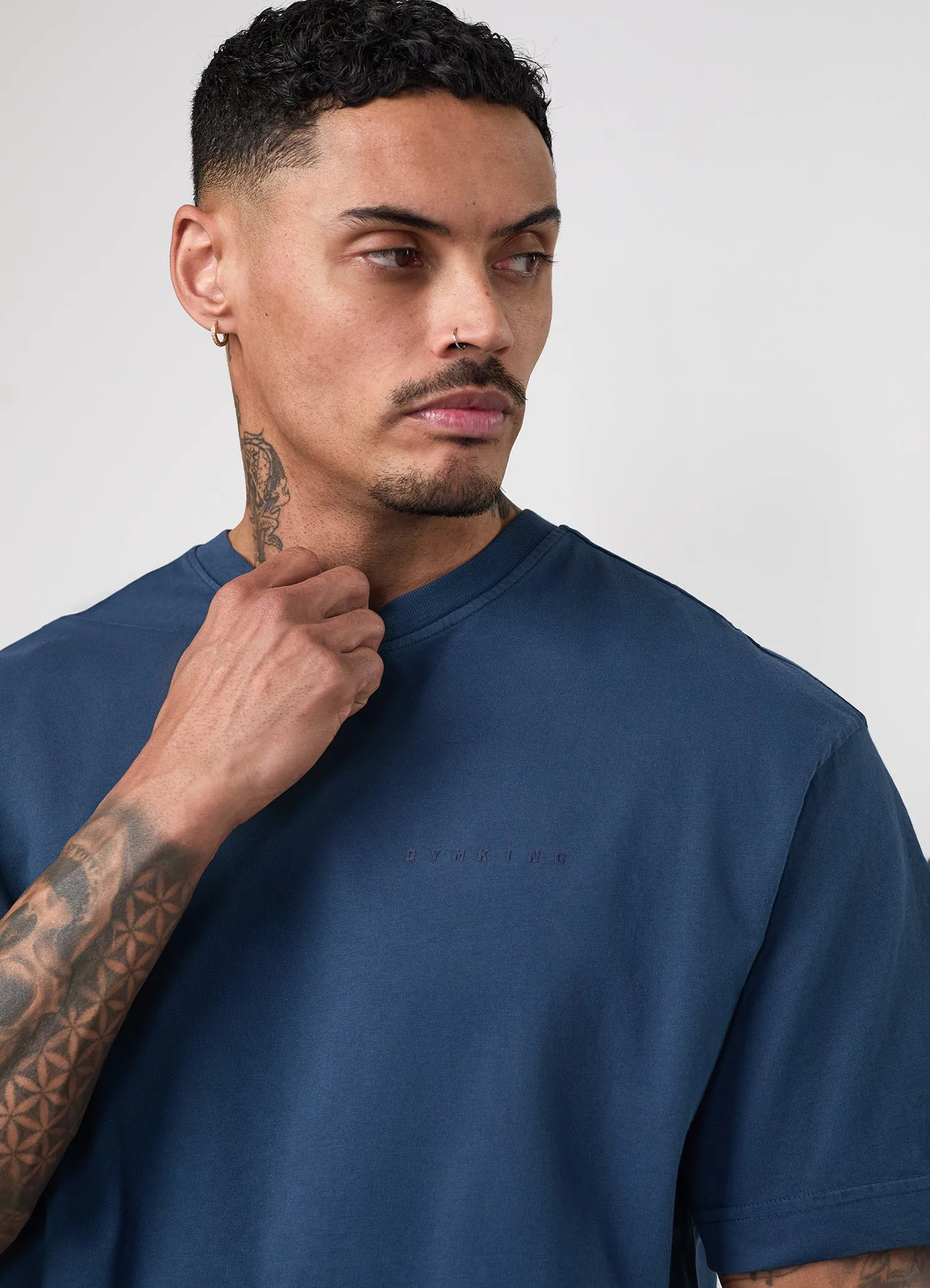 Gym King World Distressed Graphic Washed Tee - Rich Blue sold by The Gym King product image thumbnail 5