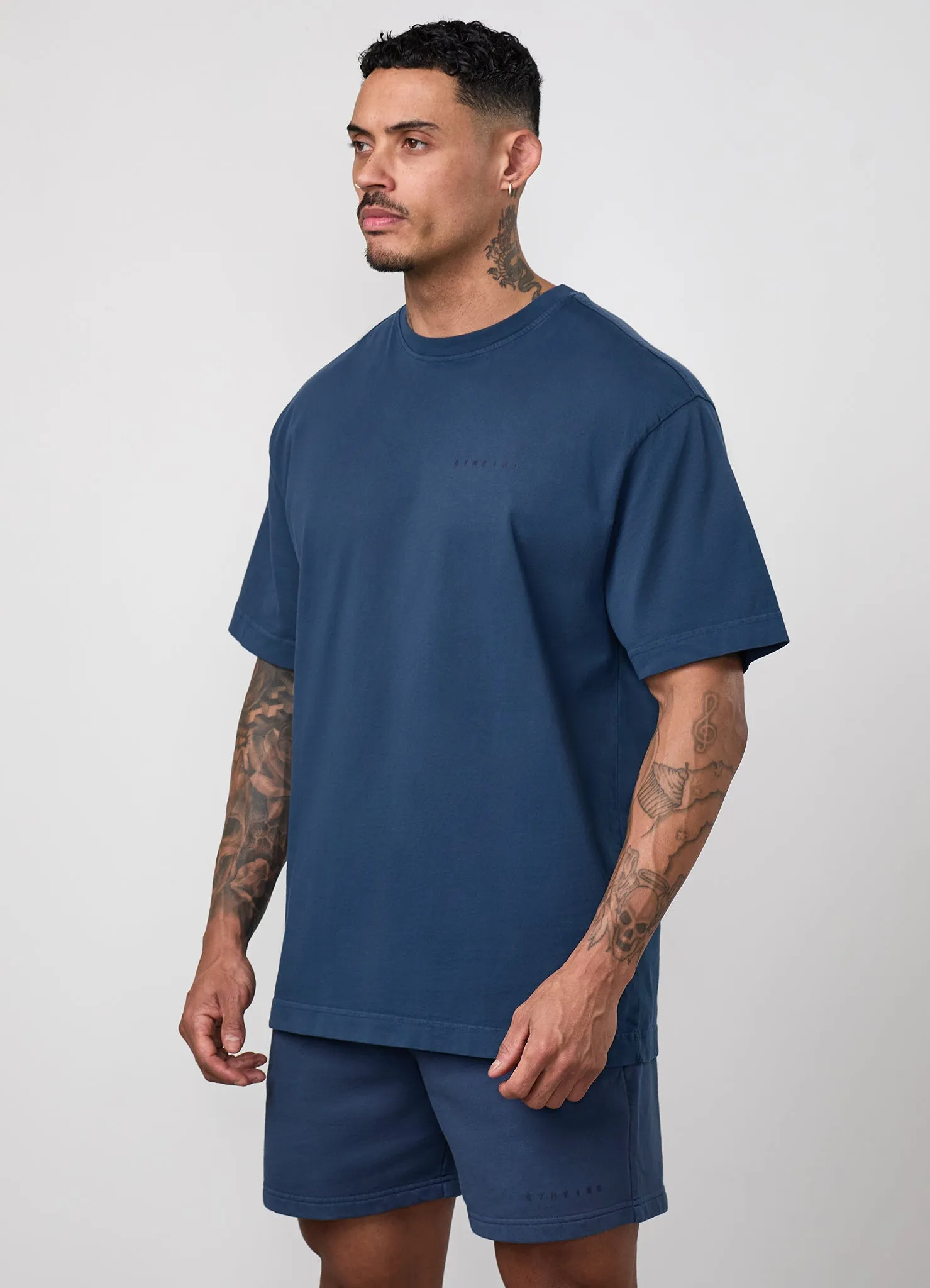 Gym King World Distressed Graphic Washed Tee - Rich Blue sold by The Gym King product image thumbnail 3