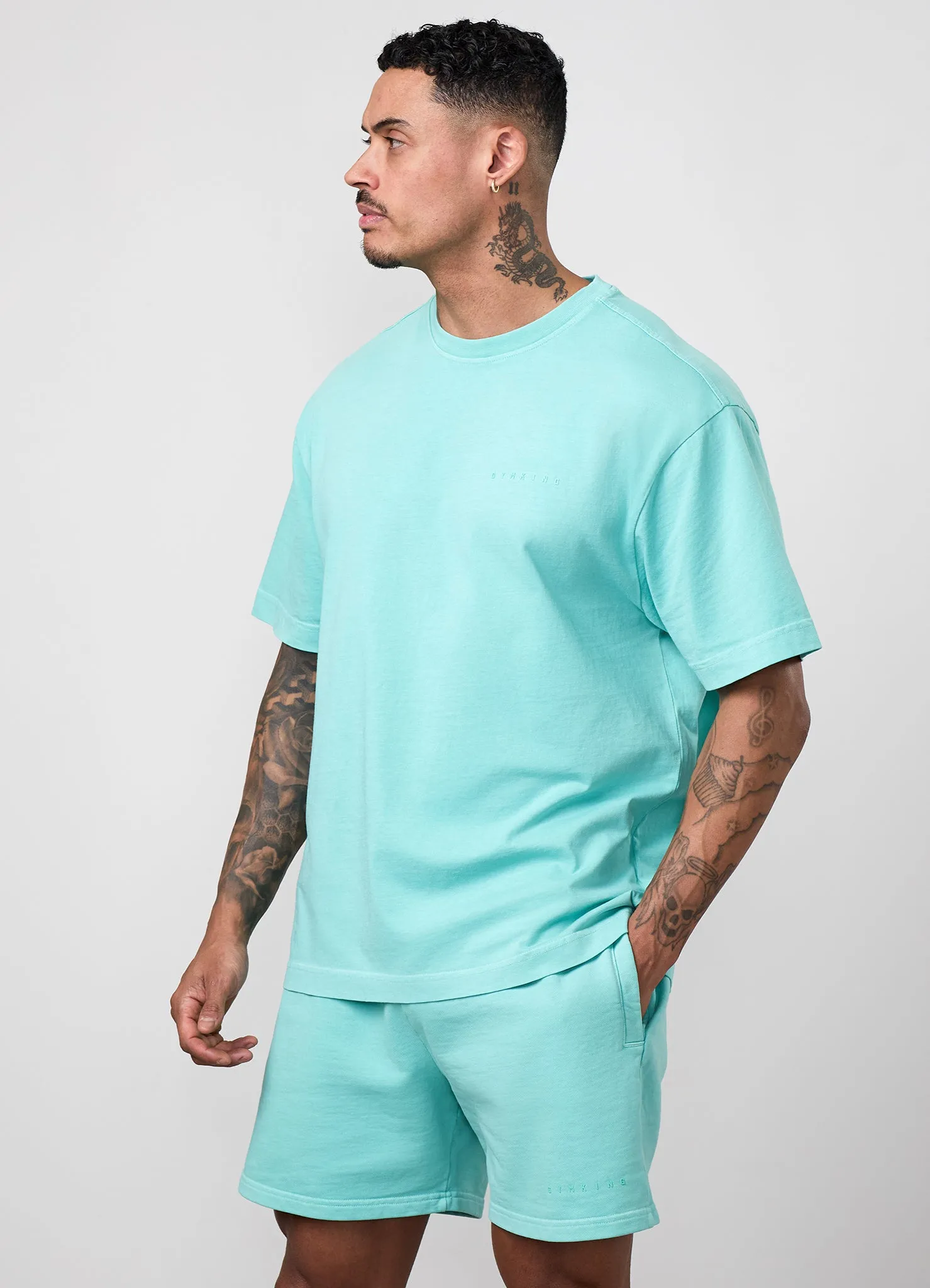 Gym King World Distressed Graphic Washed T-Shirt - Poolside Green sold by The Gym King product image thumbnail 3