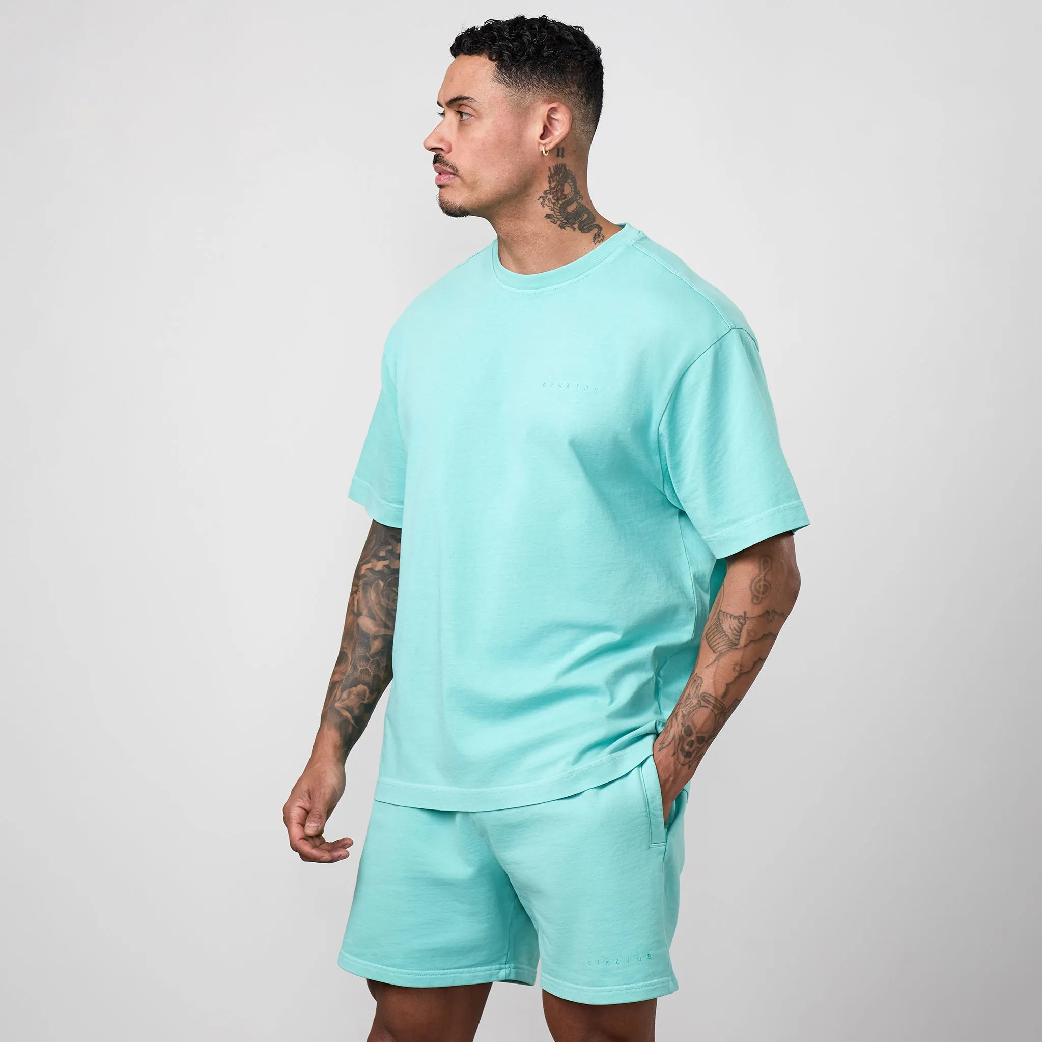 Gym King World Distressed Graphic Washed T-Shirt - Poolside Green sold by The Gym King product image thumbnail 2
