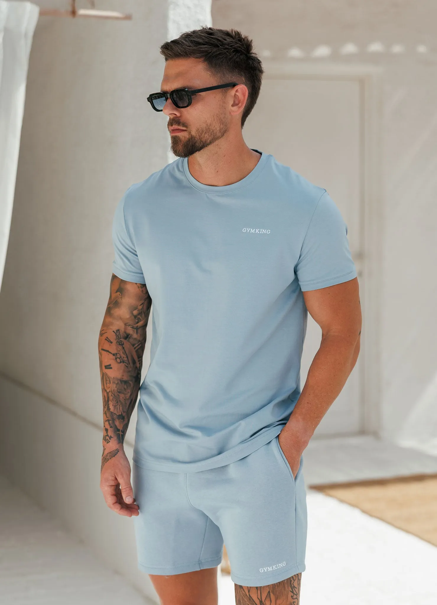 Gym King Fundamental Linear Tee - Powder Blue sold by The Gym King
