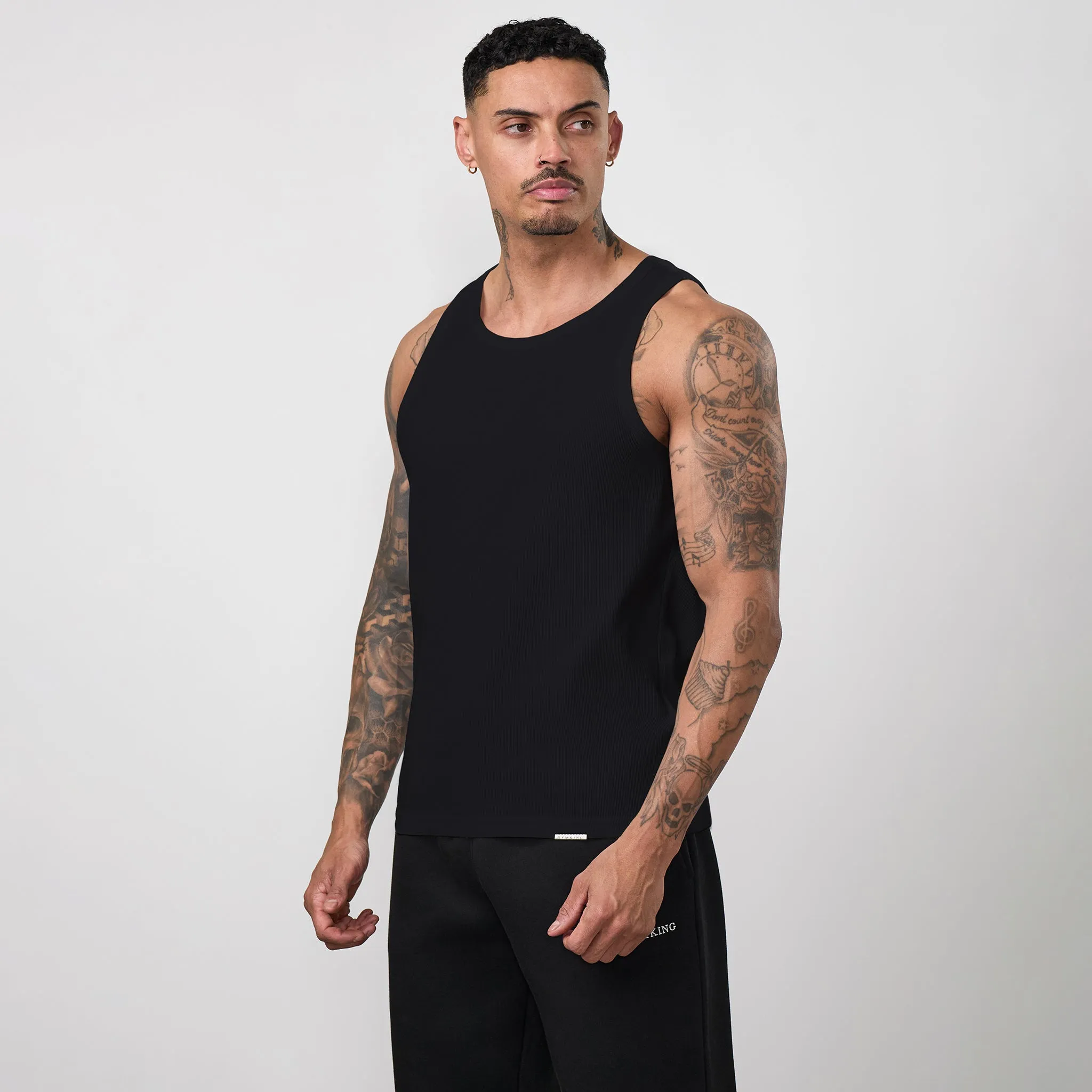 Gym King Signature Rib Vest - Black sold by The Gym King product image thumbnail 2