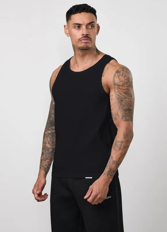 Gym King Signature Rib Vest - Black made by The Gym King
