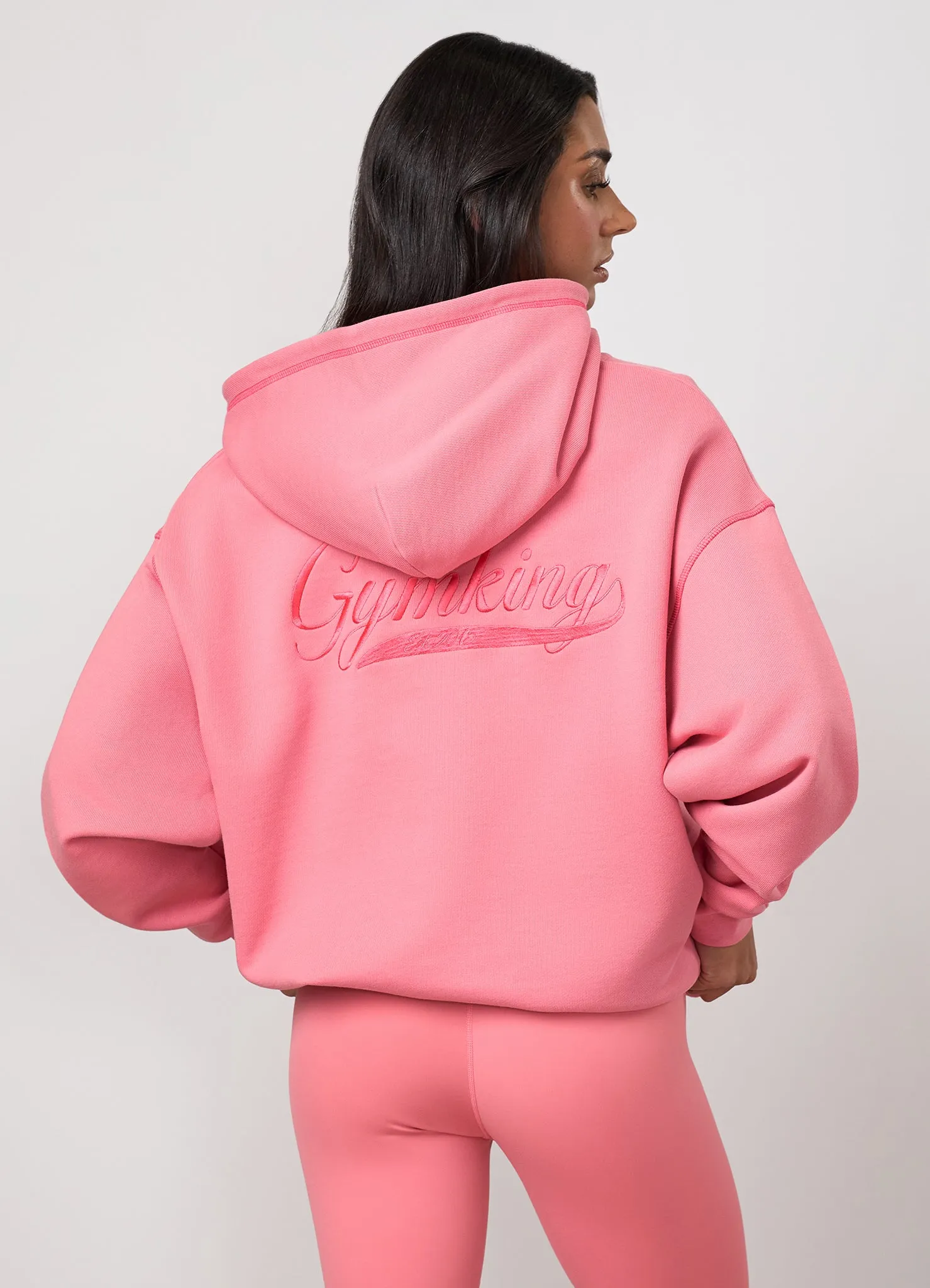 Gym King Renew Flatlock Full Zip Hoodie - Coral Punch sold by The Gym King