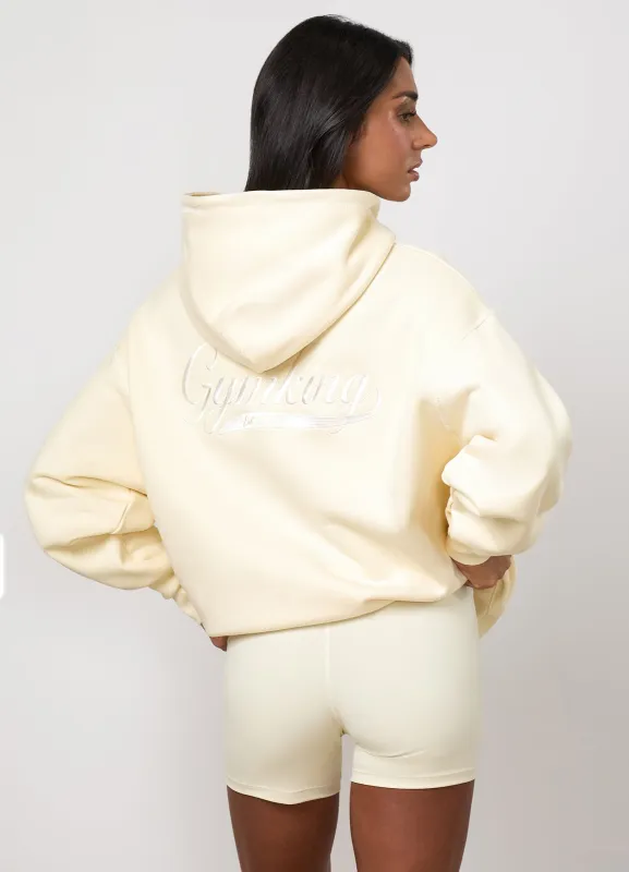 Gym King Renew Flatlock Hoodie - Buttermilk made by The Gym King