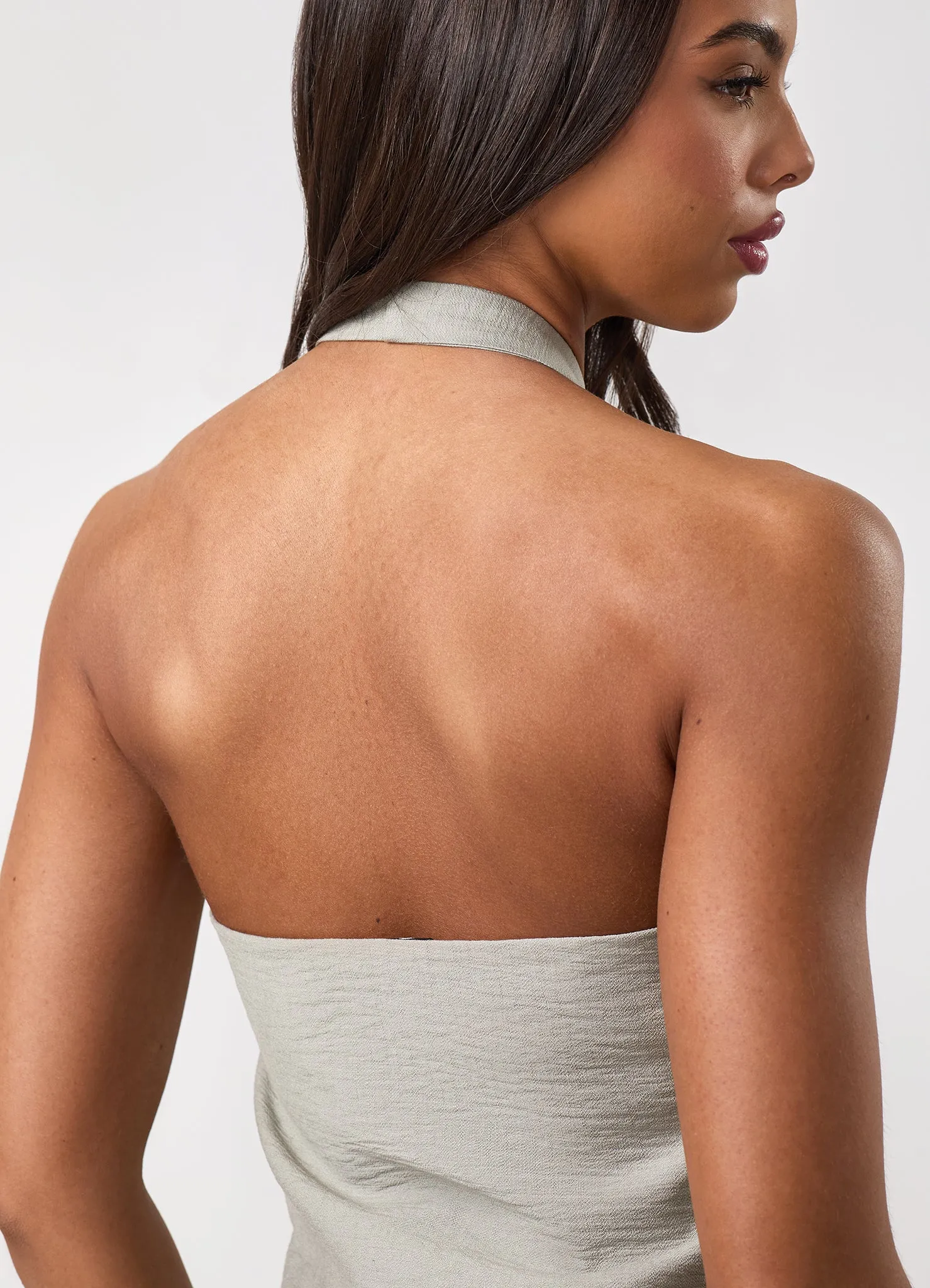 Gym King Signature Woven Halter Neck Vest - Dusky Sage sold by The Gym King product image thumbnail 4