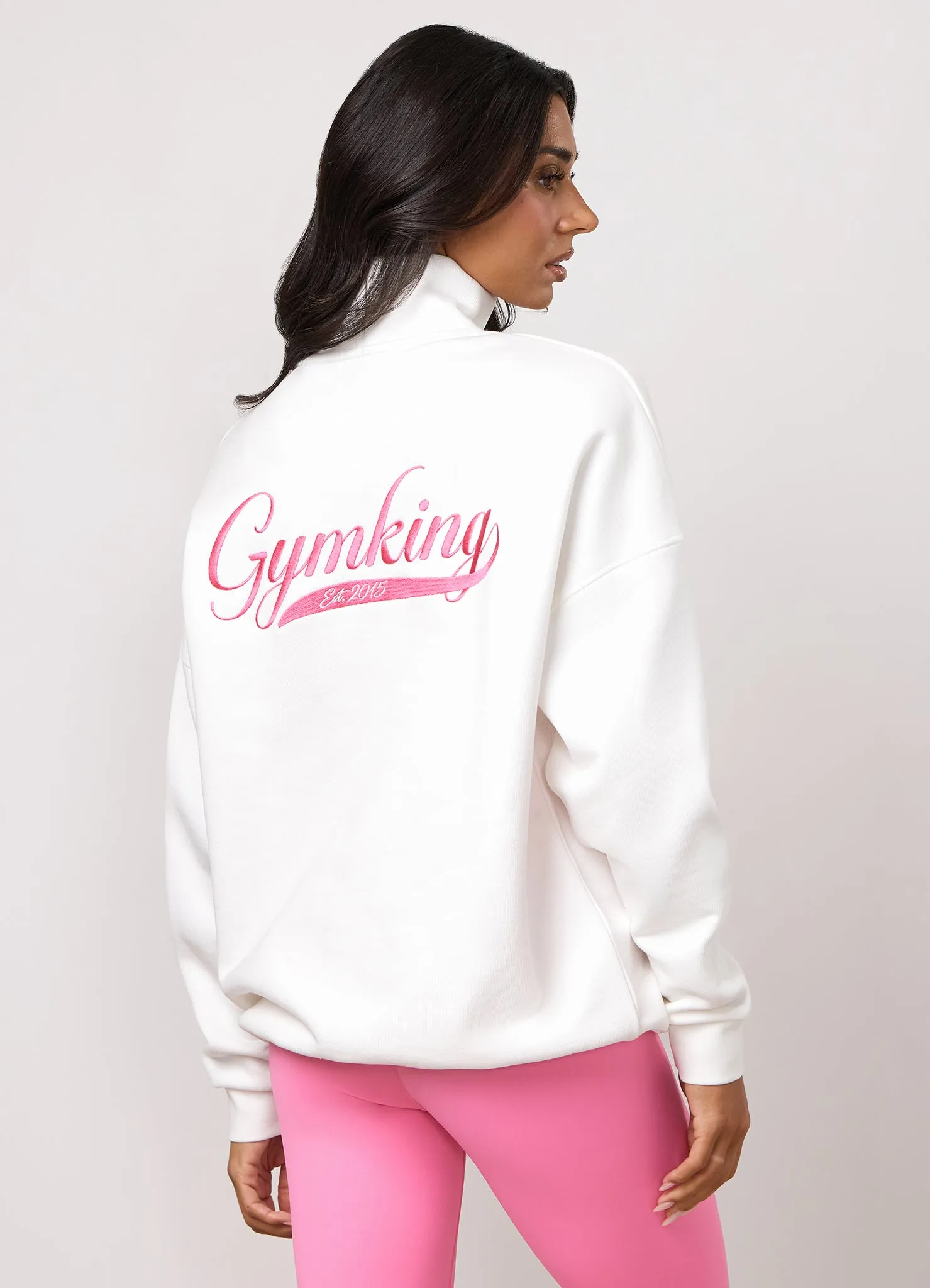 Gym King Renew Flatlock 1/4 Zip Funnel - Cream/Coral Punch sold by The Gym King product image thumbnail 4