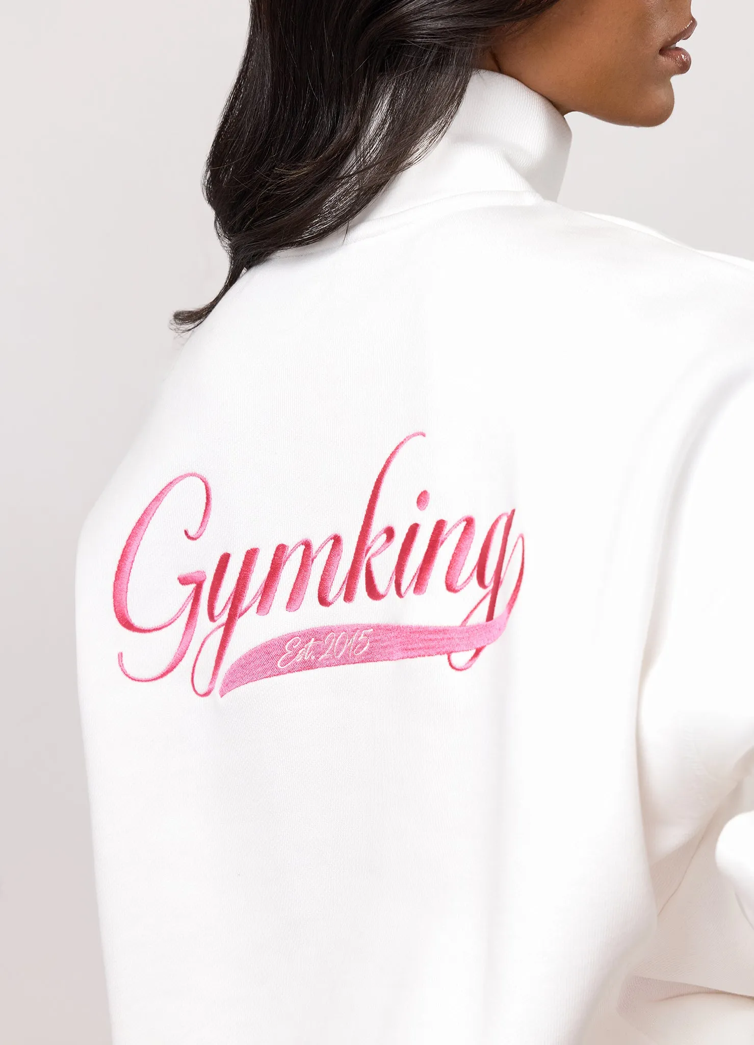 Gym King Renew Flatlock 1/4 Zip Funnel - Cream/Coral Punch sold by The Gym King product image thumbnail 5