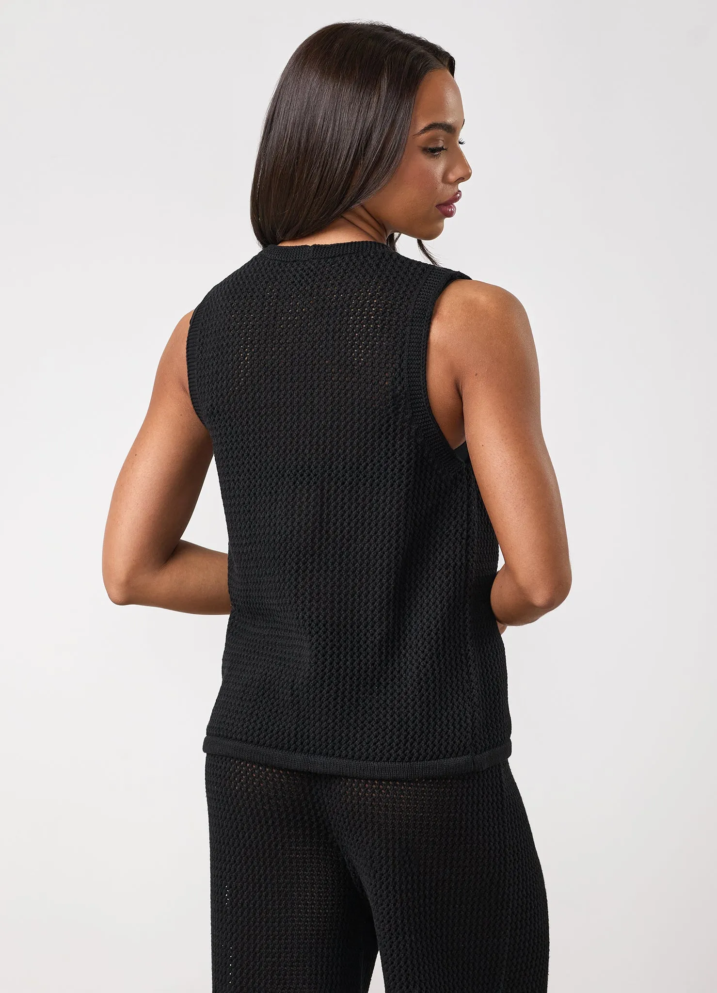 Gym King Crochet Tie Front Vest - Black sold by The Gym King product image thumbnail 3