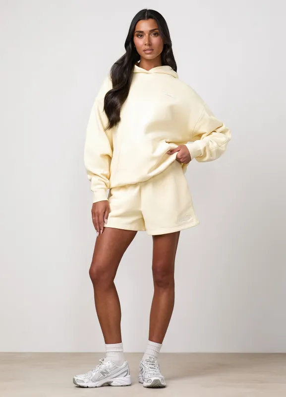 Gym King Renew Flatlock Hoodie and Shorts - Buttermilk made by The Gym King