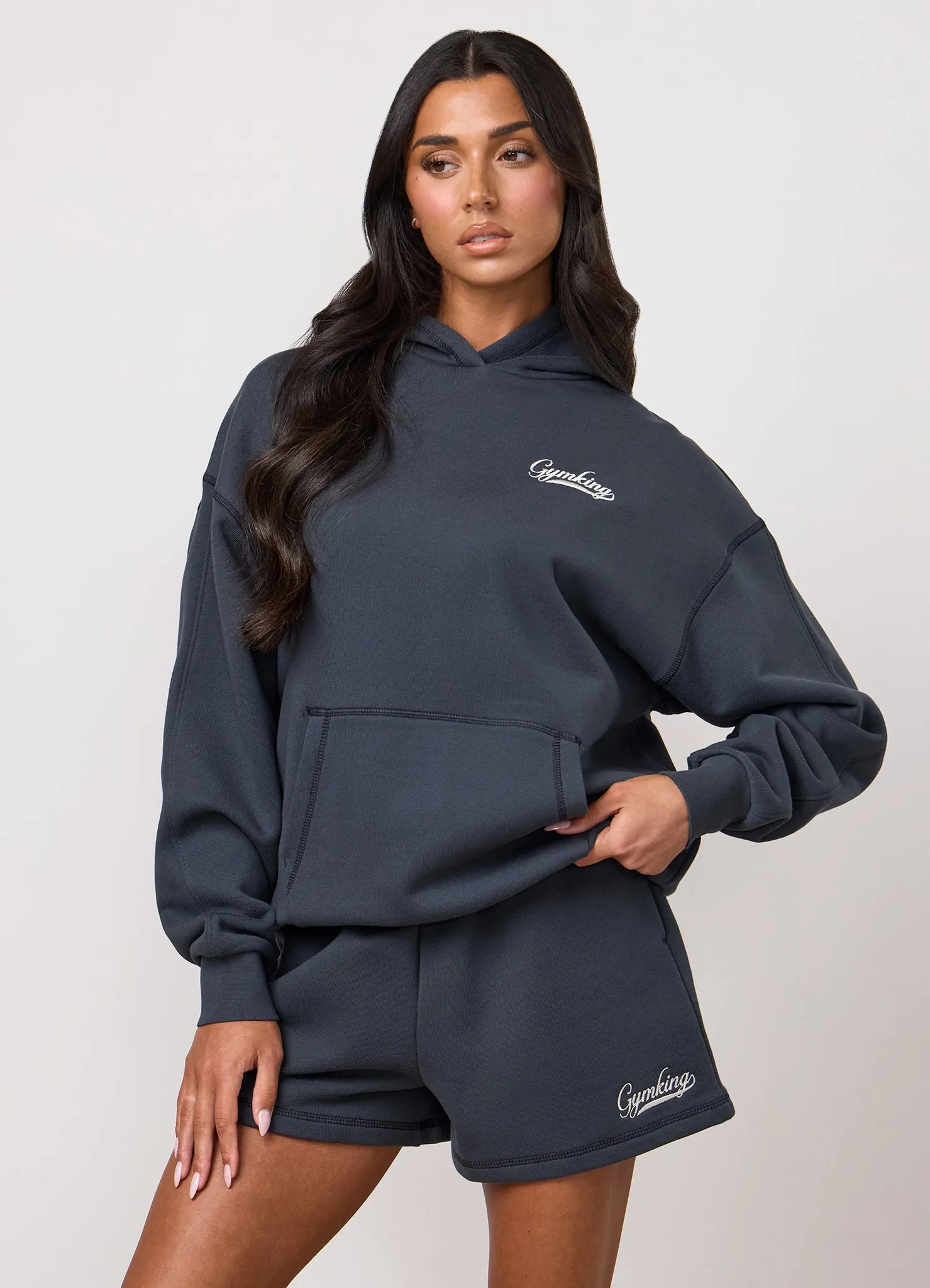 Gym King Renew Flatlock Hoodie and Shorts - Midnight Blue sold by The Gym King product image thumbnail 3