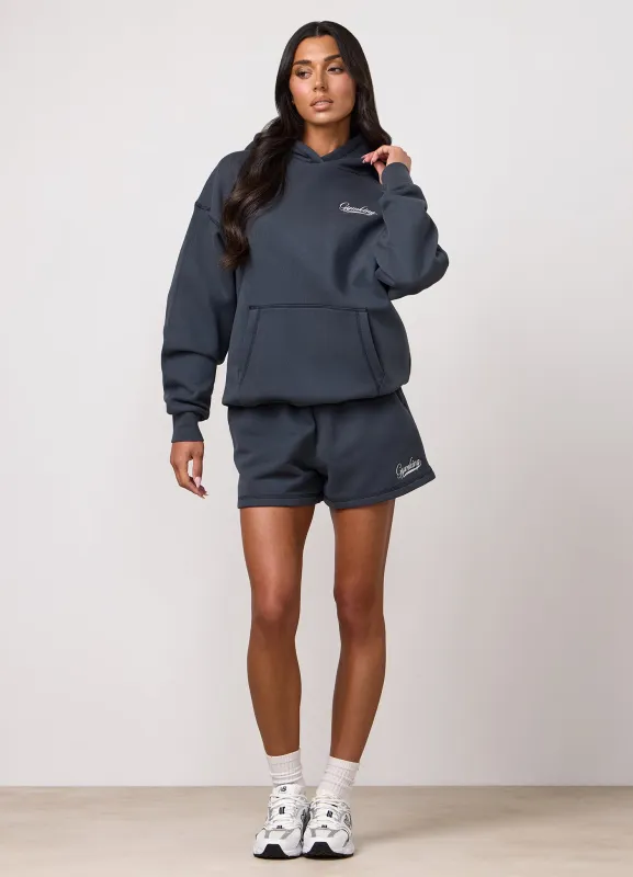 Gym King Renew Flatlock Hoodie and Shorts - Midnight Blue made by The Gym King