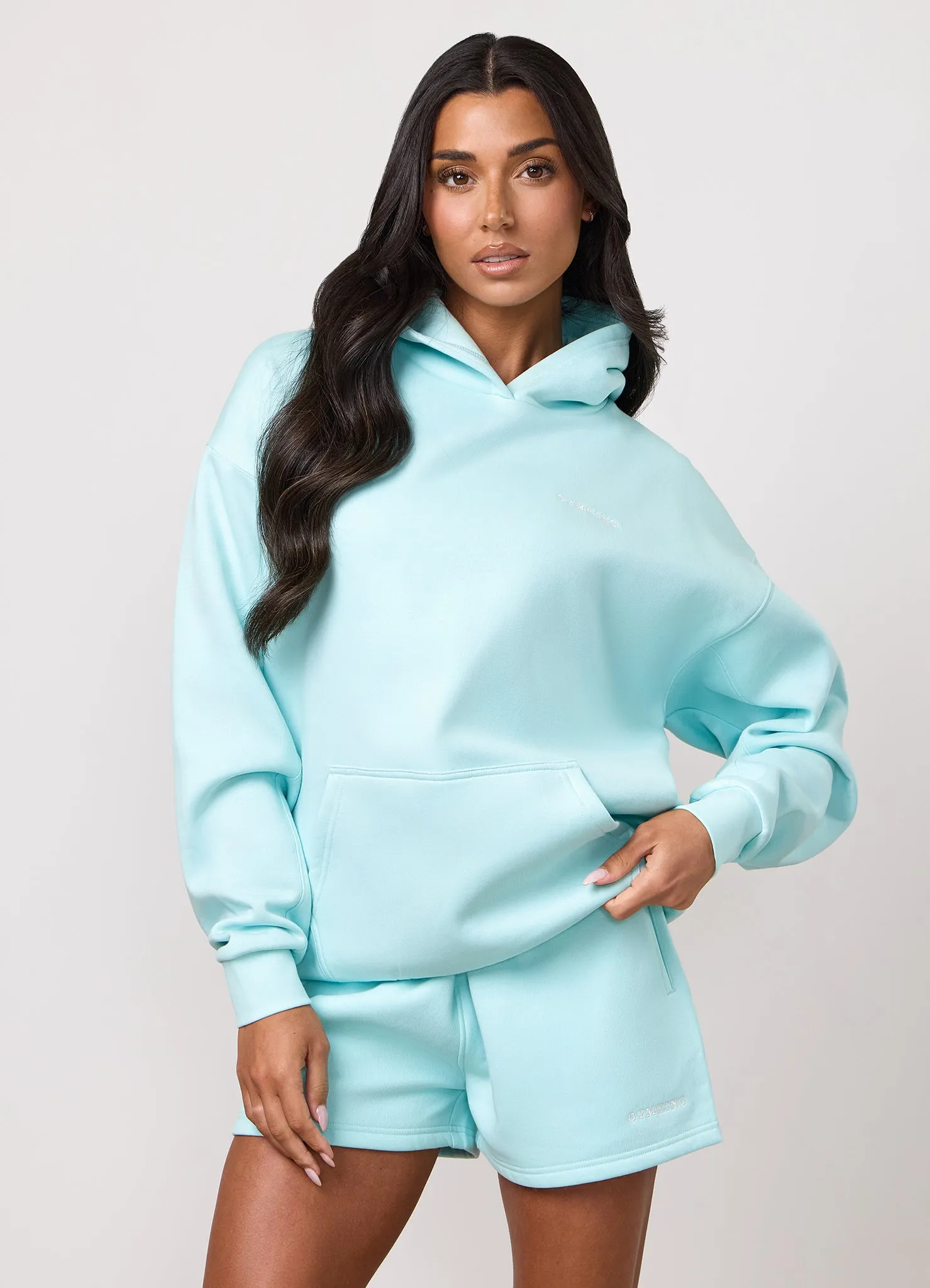 Gym King 365 Fleece Hoodie and Shorts - Pale Turquoise sold by The Gym King product image thumbnail 3