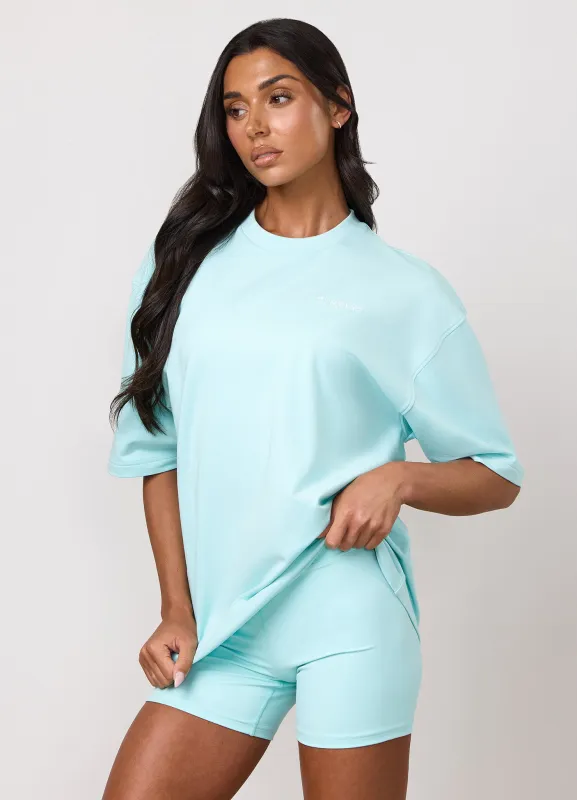 Gym King 365 Micro Loopback Boxy Tee - Pale Turquoise made by The Gym King