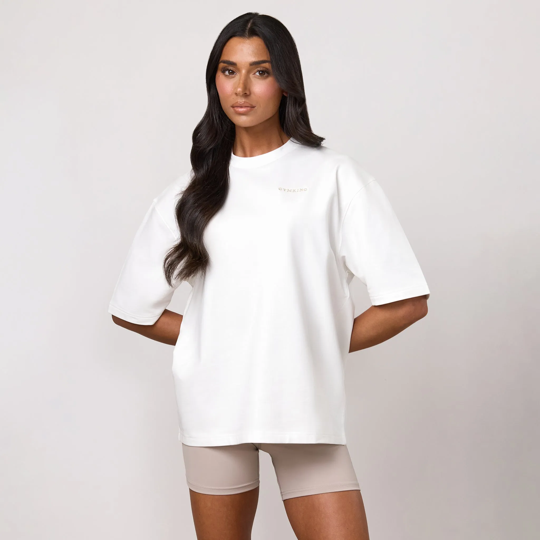 Gym King 365 Micro Loopback Boxy Tee - Cream sold by The Gym King product image thumbnail 2