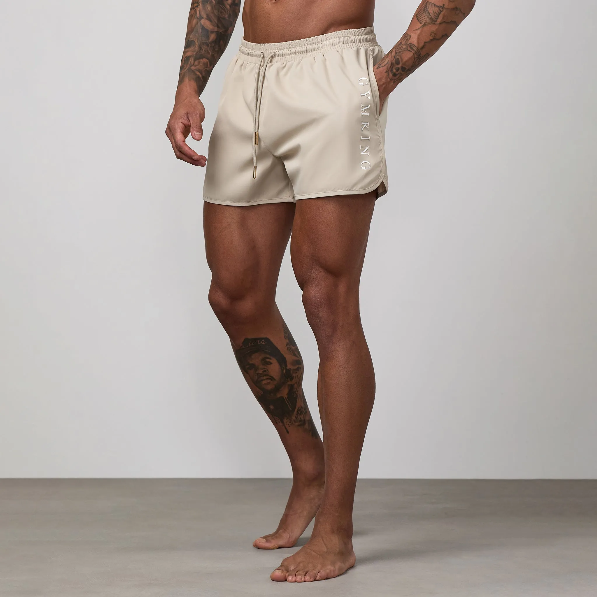 Gym King Blaze 3" Swimshort - Vanilla Brown/White sold by The Gym King product image thumbnail 2