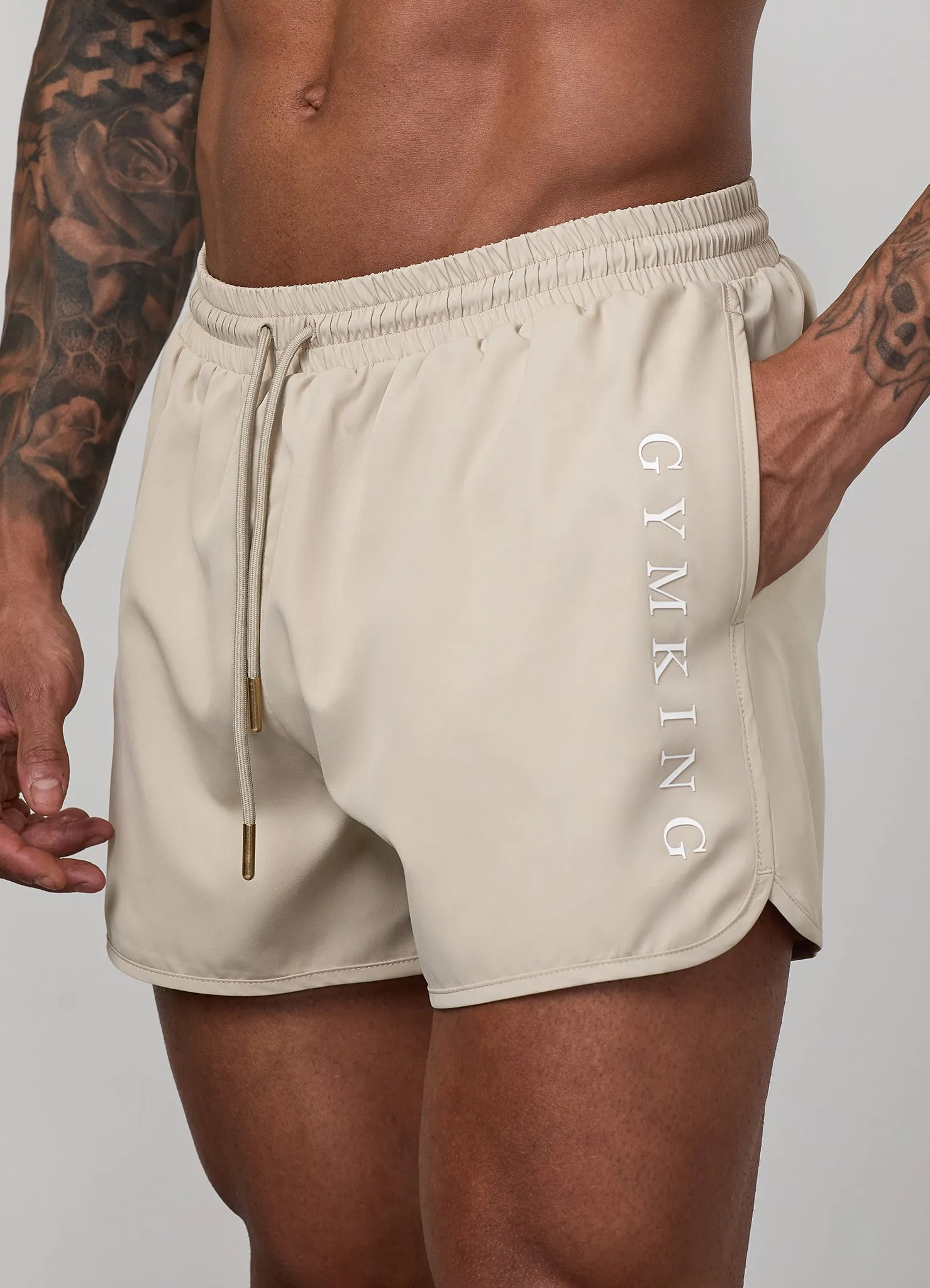 Gym King Blaze 3" Swimshort - Vanilla Brown/White sold by The Gym King product image thumbnail 3