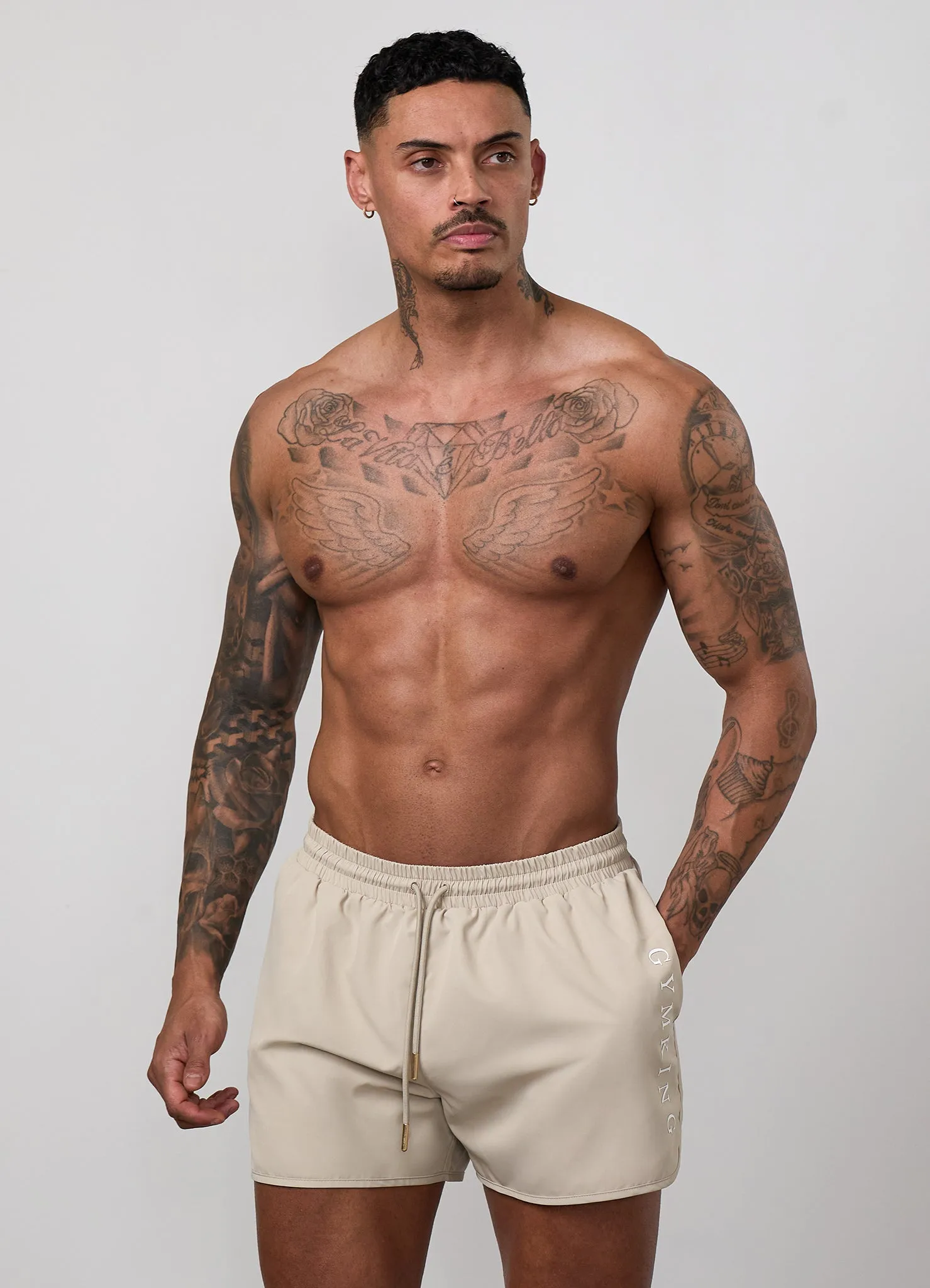 Gym King Blaze 3" Swimshort - Vanilla Brown/White sold by The Gym King product image thumbnail 4