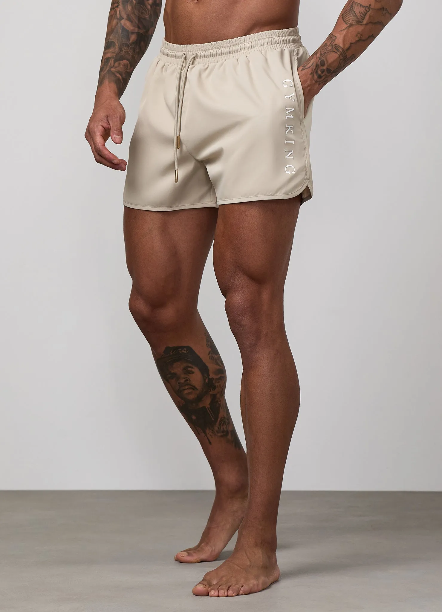 Gym King Blaze 3" Swimshort - Vanilla Brown/White sold by The Gym King product image thumbnail 5
