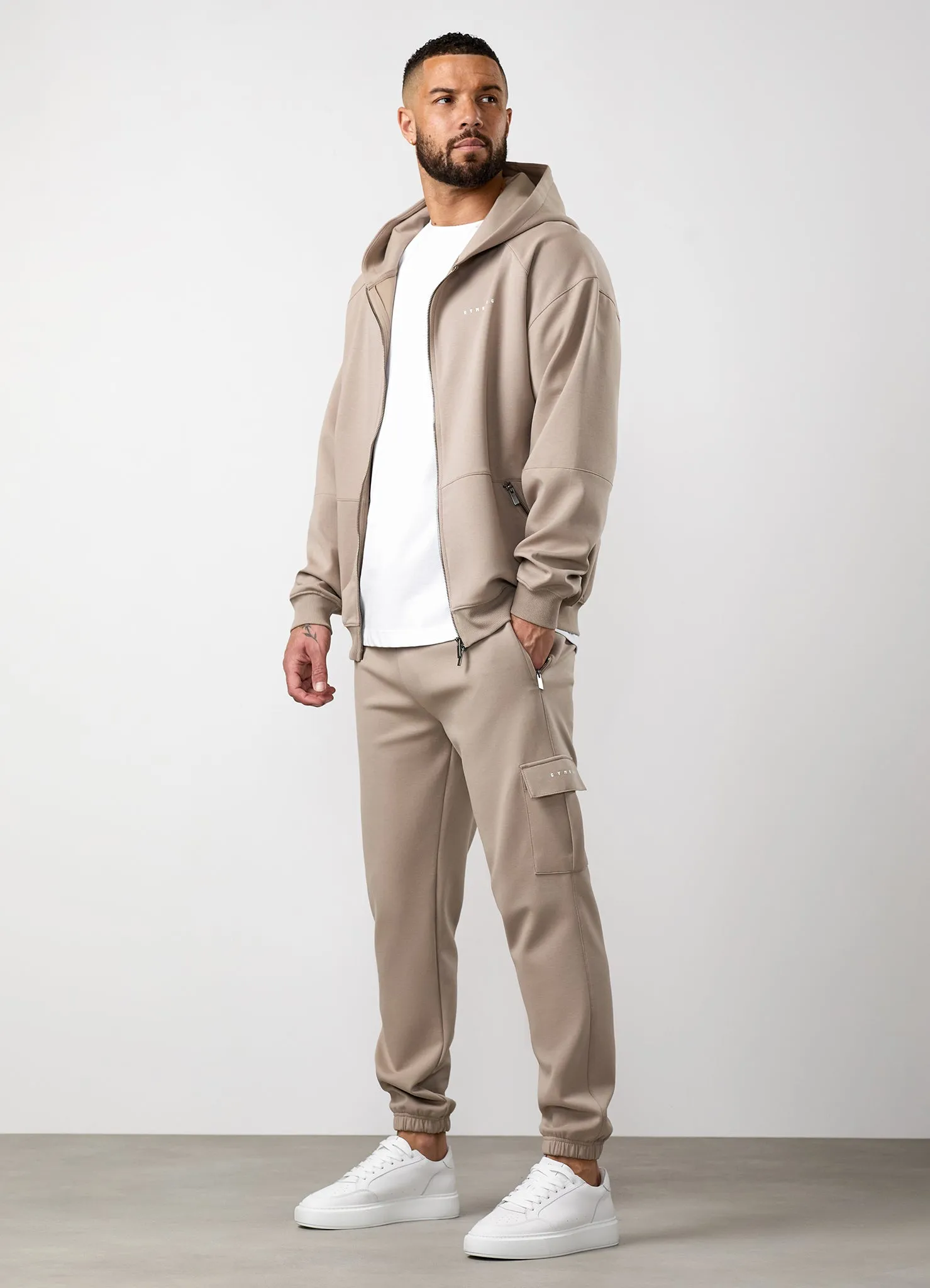Gym King Linear Travel Full Zip Hood Tracksuit - Claydust sold by The Gym King product image thumbnail 3