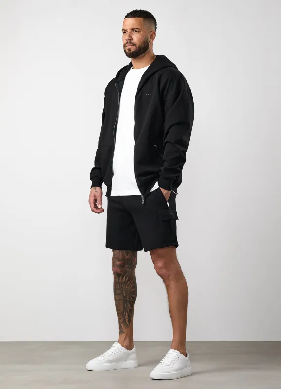Gym King Linear Travel Full Zip Hood and Shorts - Black made by The Gym King