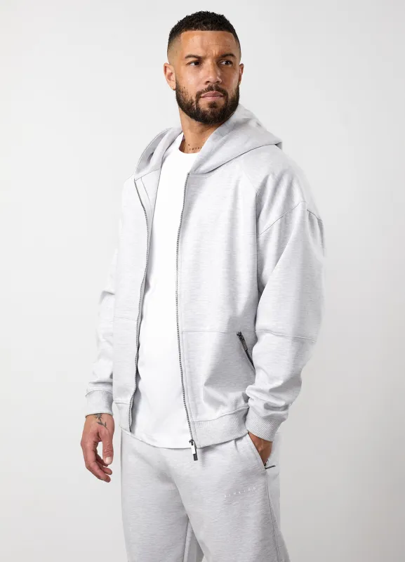 Gym King Linear Travel Full Zip Hoodie - Snow Marl made by The Gym King