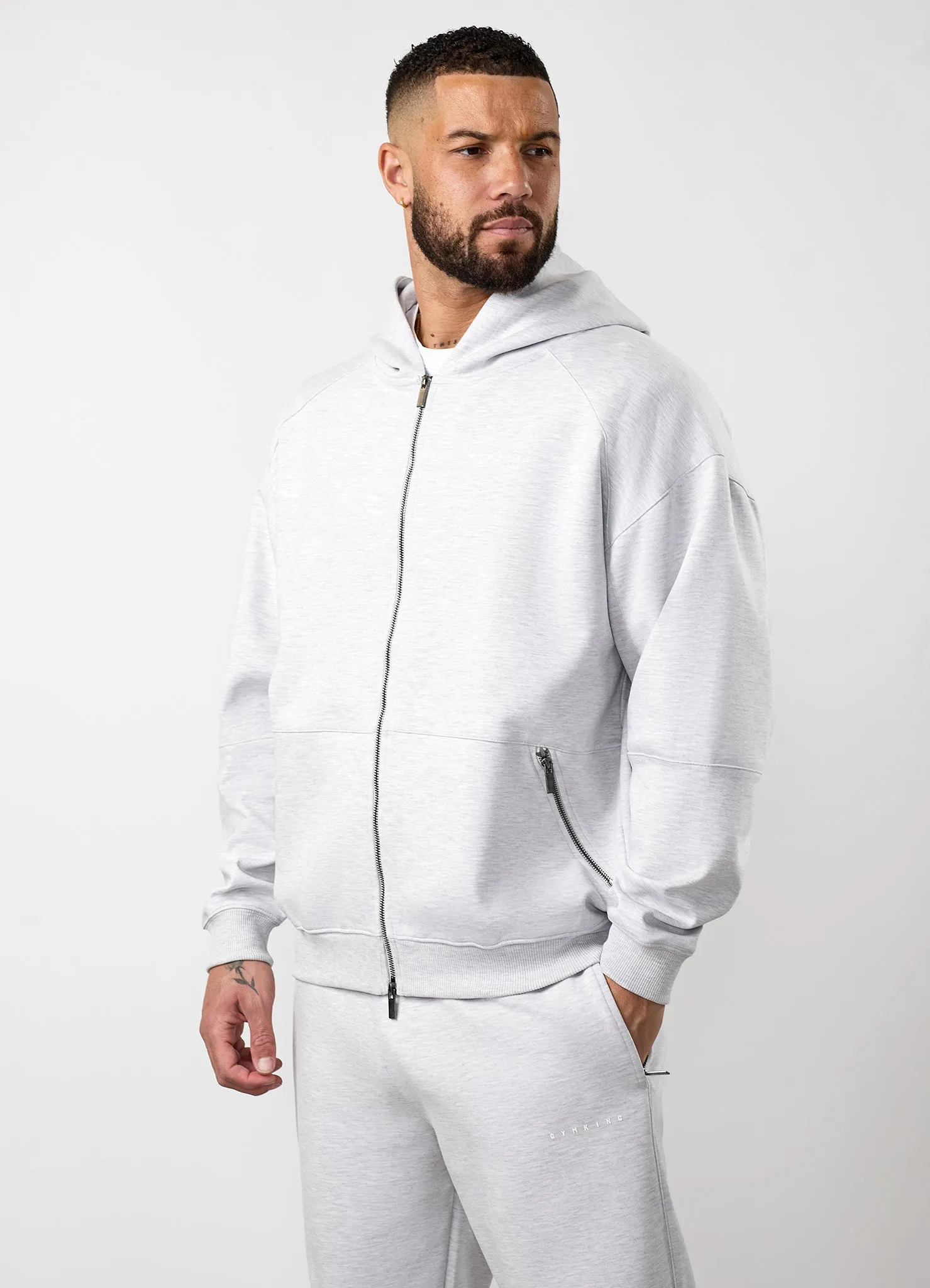 Gym King Linear Travel Full Zip Hoodie - Snow Marl sold by The Gym King product image thumbnail 5