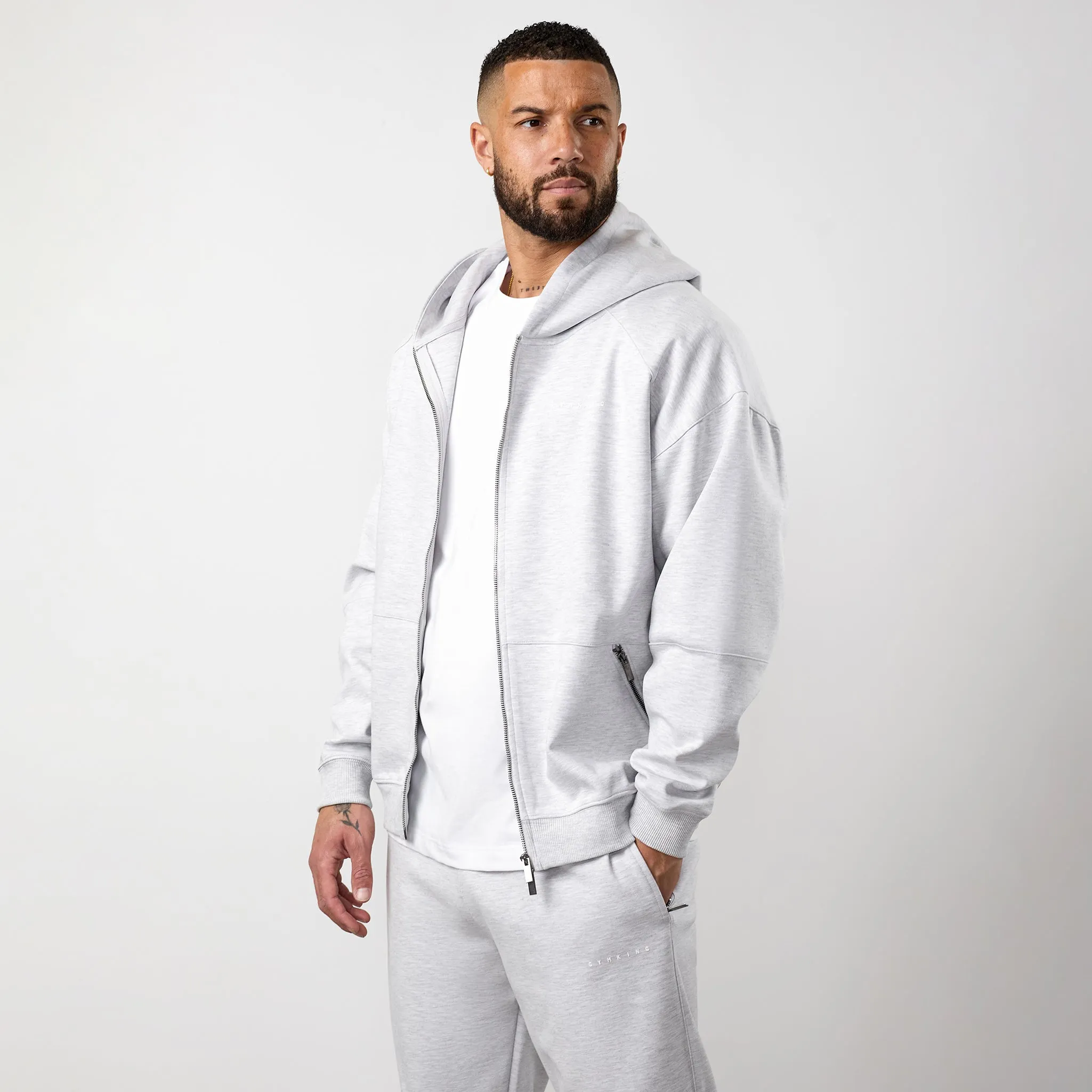 Gym King Linear Travel Full Zip Hoodie - Snow Marl sold by The Gym King product image thumbnail 2