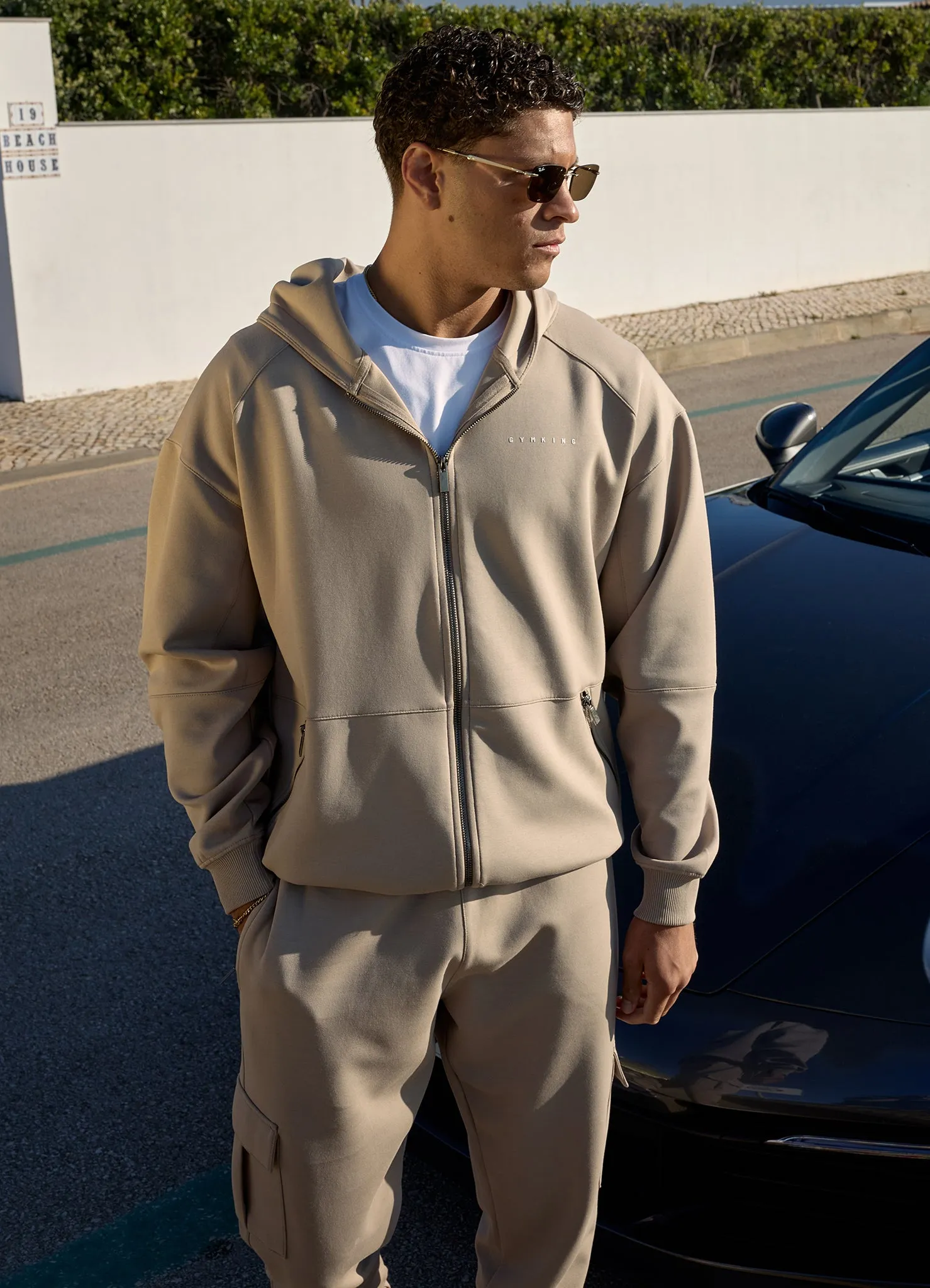 Gym King Linear Travel Full Zip Hoodie - Claydust sold by The Gym King