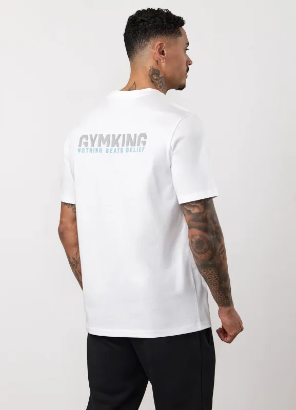 Gym King Nothing Beats Belief 2.0 Jersey Tee - White made by The Gym King