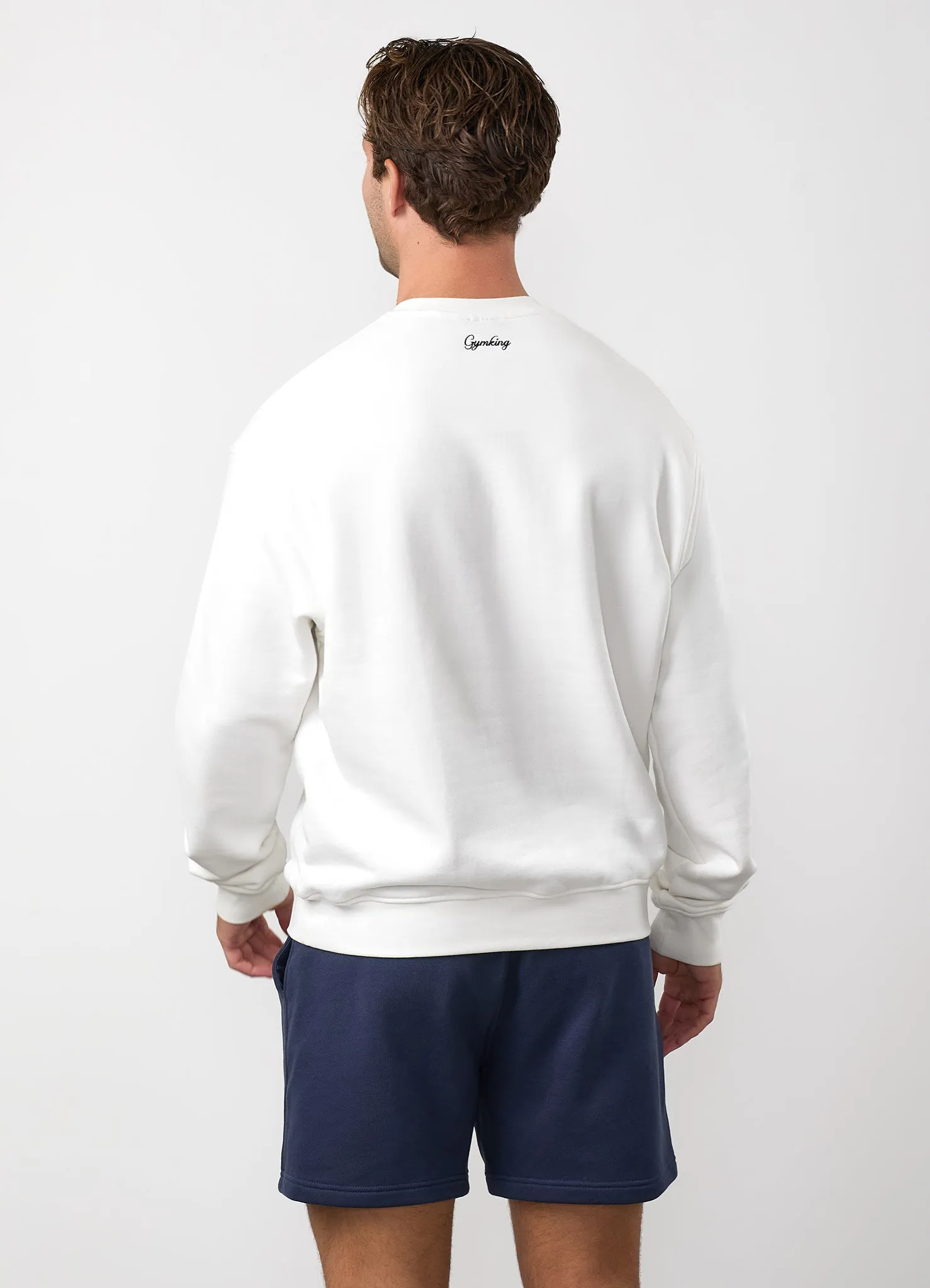 Gym King Heritage Crest Loopback Sweatshirt - Cream/Indigo Blue sold by The Gym King product image thumbnail 3