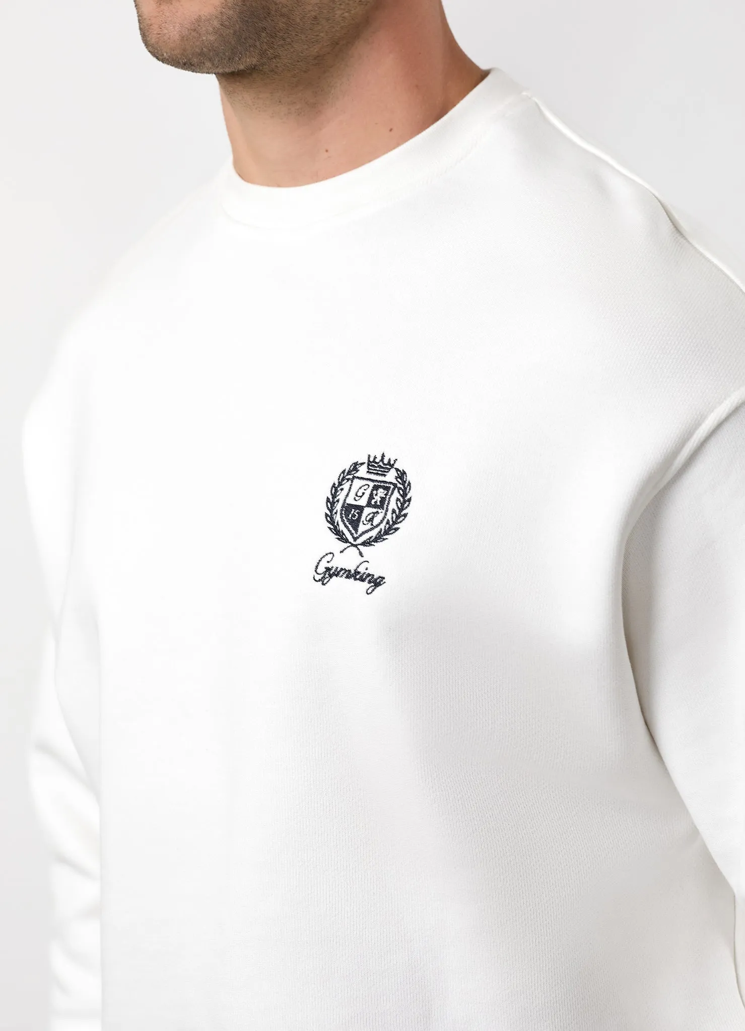 Gym King Heritage Crest Loopback Sweatshirt - Cream/Indigo Blue sold by The Gym King product image thumbnail 5