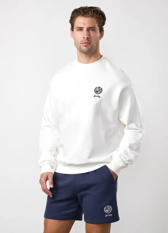 Gym King Heritage Crest Loopback Sweatshirt - Cream/Indigo Blue made by The Gym King