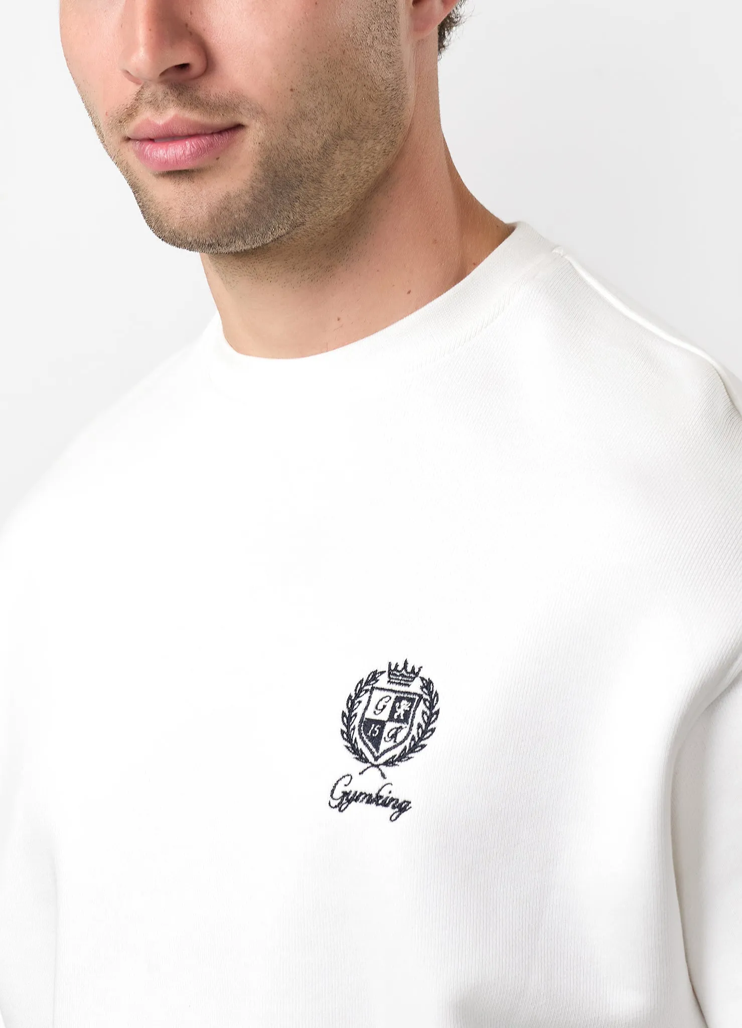 Gym King Heritage Crest Loopback Sweatshirt - Cream/Indigo Blue sold by The Gym King product image thumbnail 4