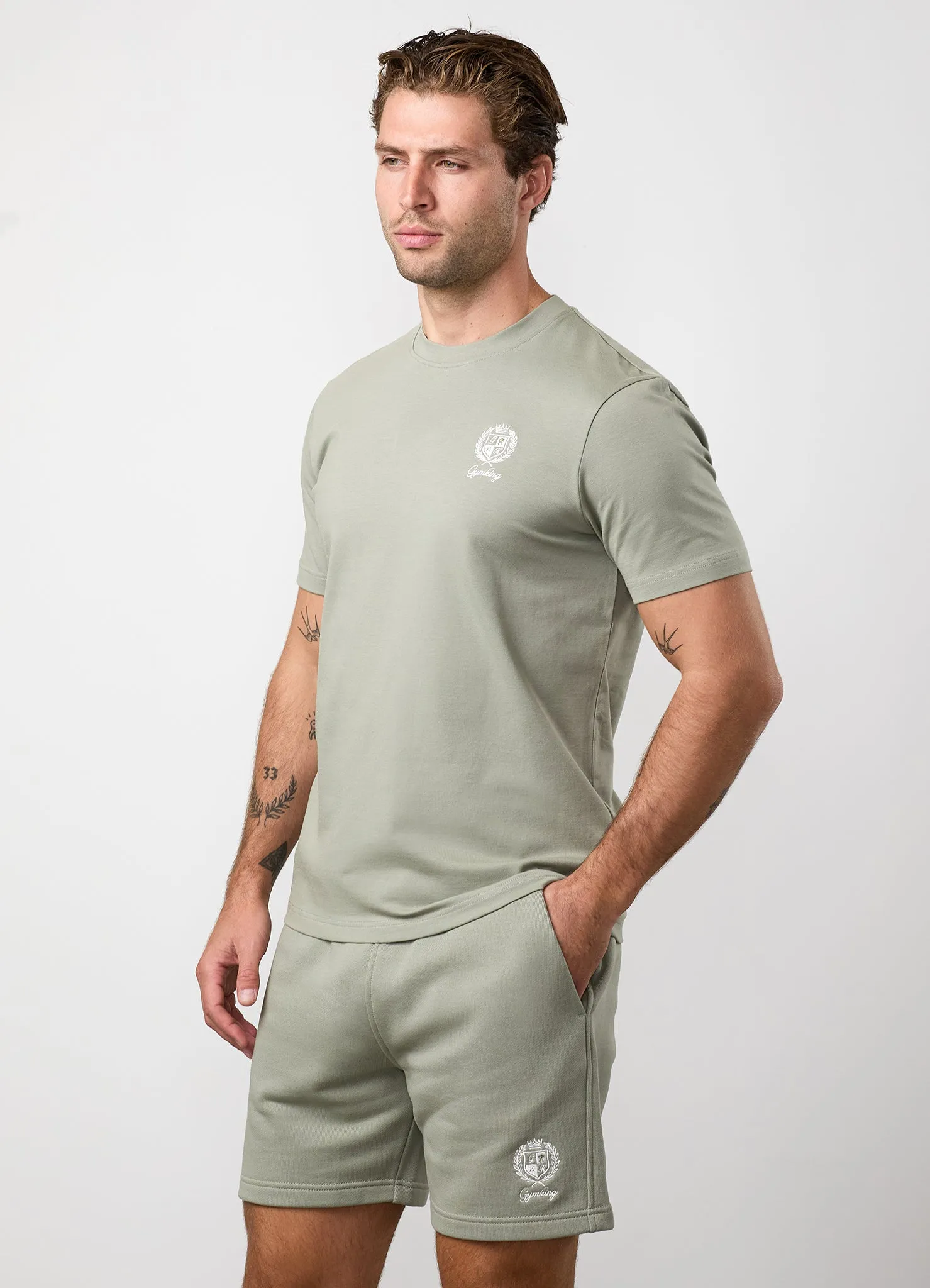 Gym King Heritage Crest Jersey Tee - Soft Khaki sold by The Gym King