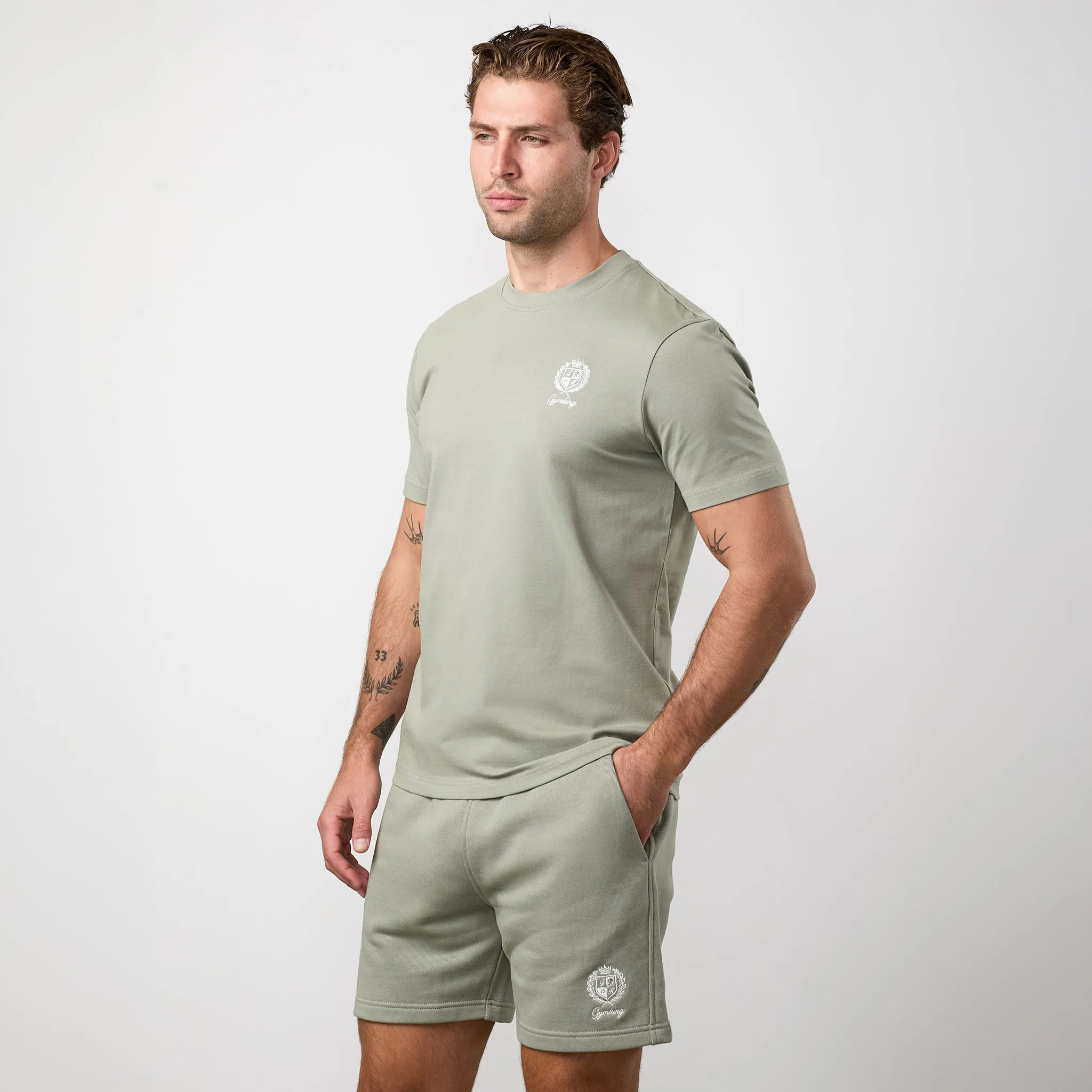 Gym King Heritage Crest Jersey Tee - Soft Khaki sold by The Gym King product image thumbnail 2