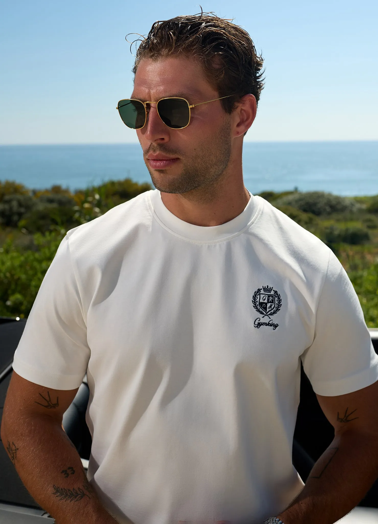 Gym King Heritage Crest Jersey Tee - Cream/Indigo Blue sold by The Gym King product image thumbnail 3