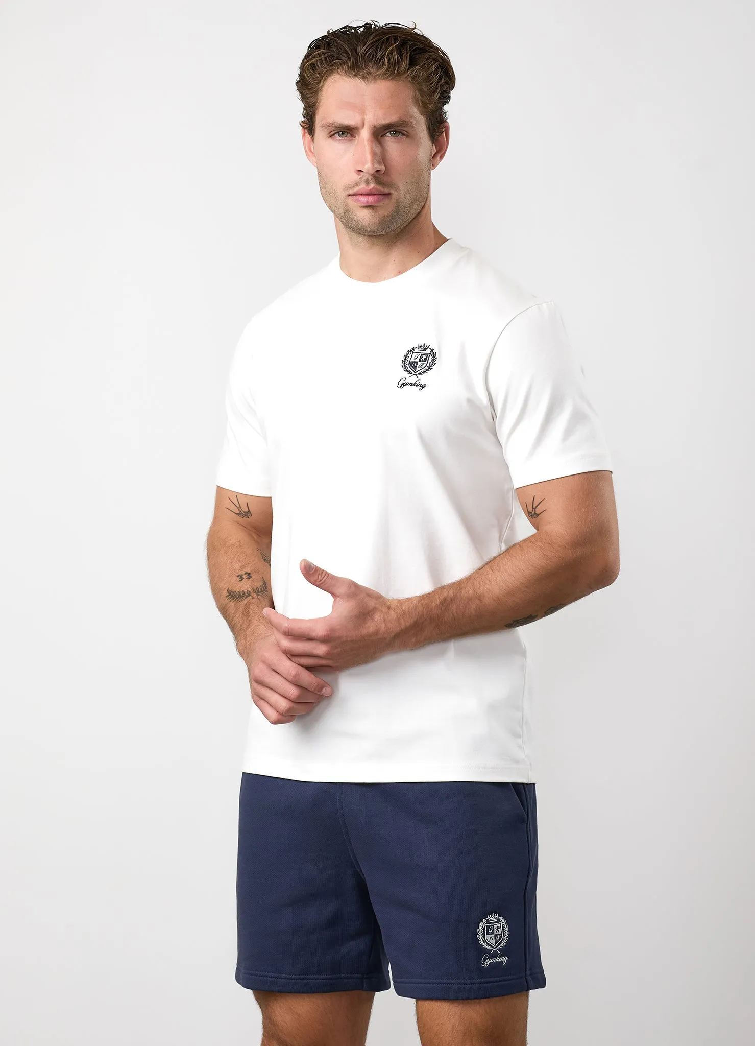Gym King Heritage Crest Jersey Tee - Cream/Indigo Blue sold by The Gym King product image thumbnail 5