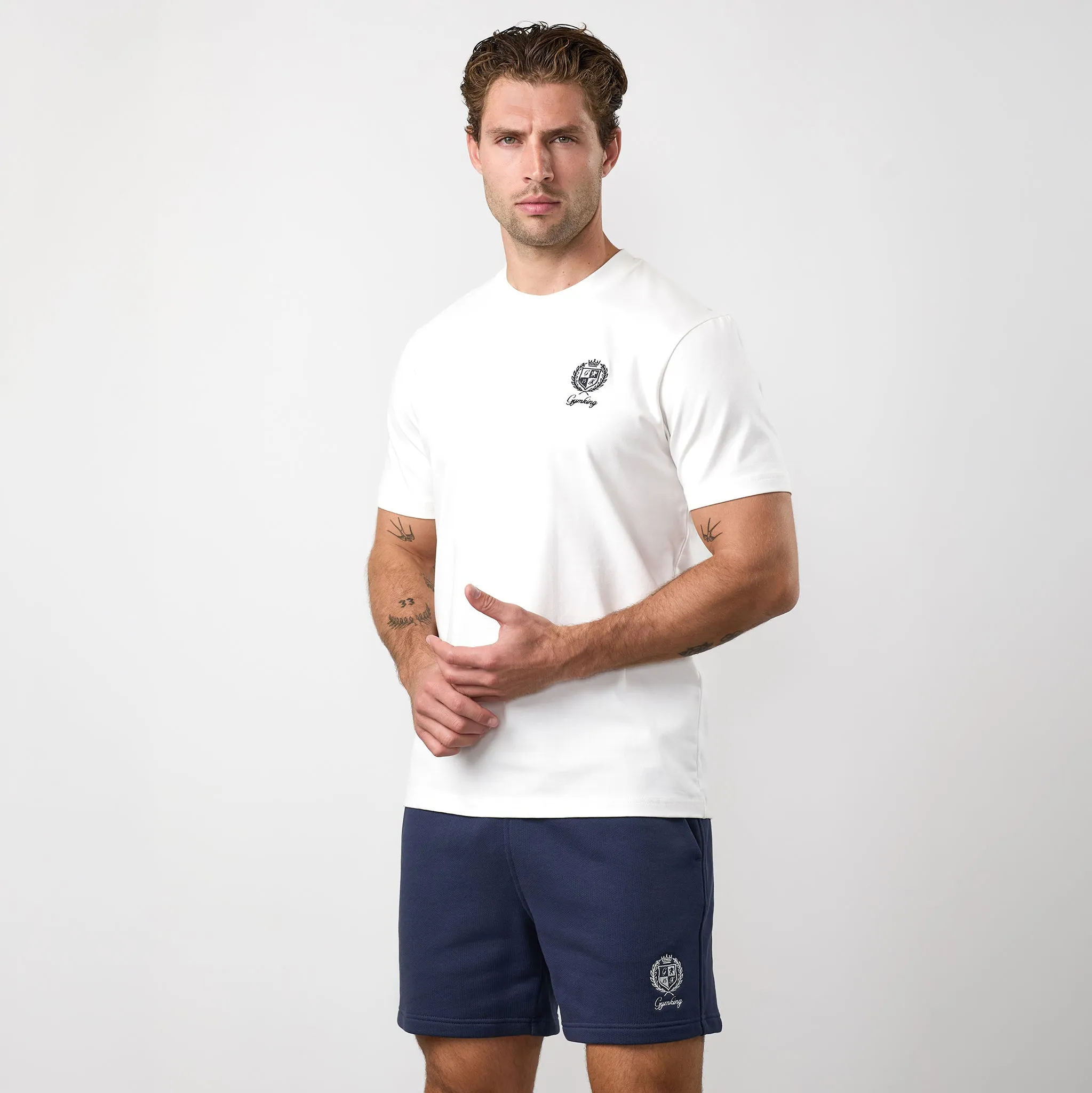 Gym King Heritage Crest Jersey Tee - Cream/Indigo Blue sold by The Gym King product image thumbnail 2