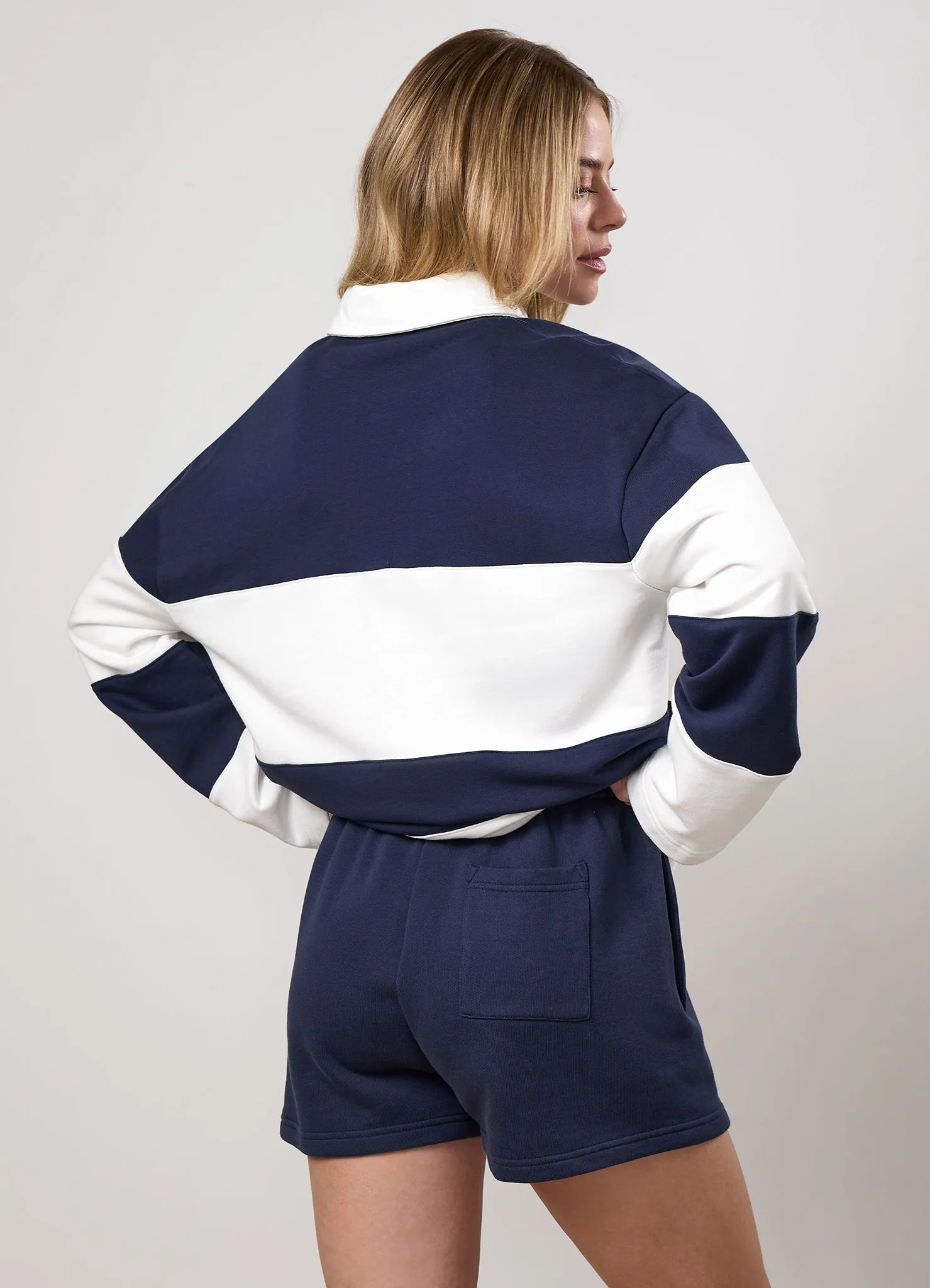 Gym King Heritage Loopback Rugby Shirt - Cream/Indigo Blue sold by The Gym King product image thumbnail 5