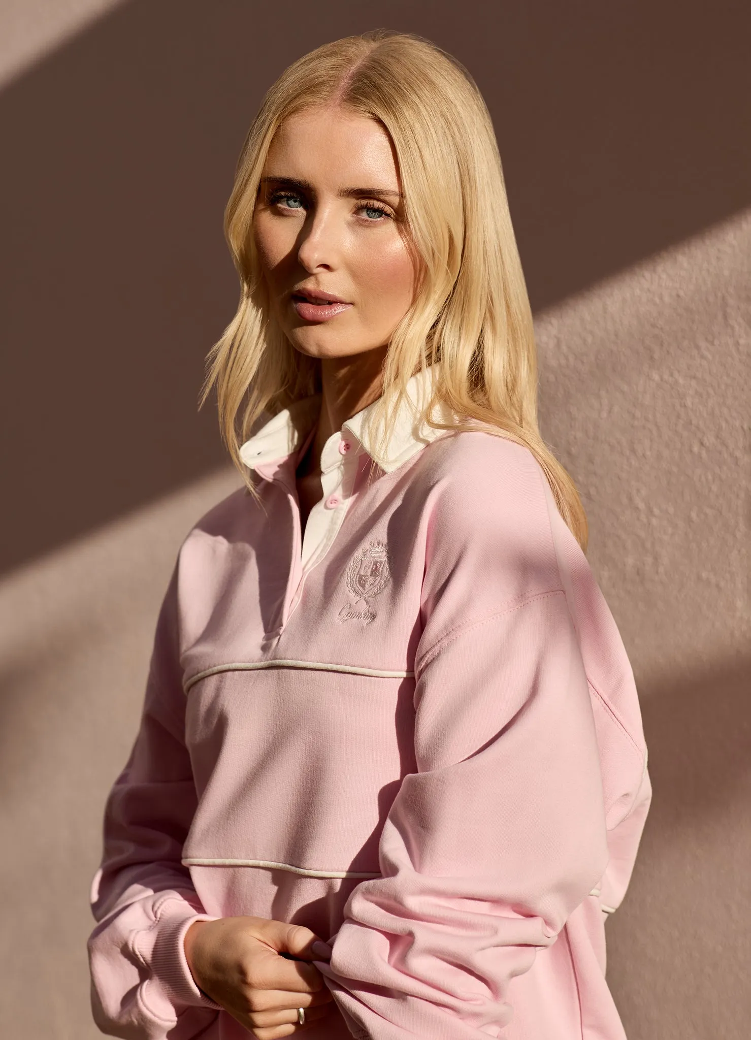 Gym King Heritage Loopback Long Sleeve Polo - Soft Pink sold by The Gym King product image thumbnail 4